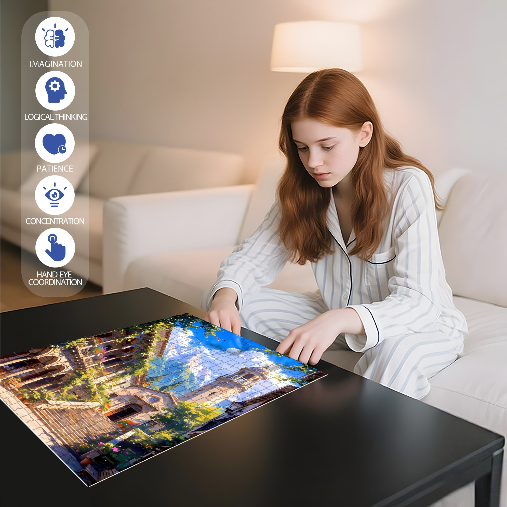 Sunken Plaza 500pcs/1000pcs Jigsaw Puzzle, Scratch-Resistant, Interactive Family Game & Brain-Boosting DIY Decor, Perfect for Halloween, Christmas & New Year Gifts, Family Puzzle Game