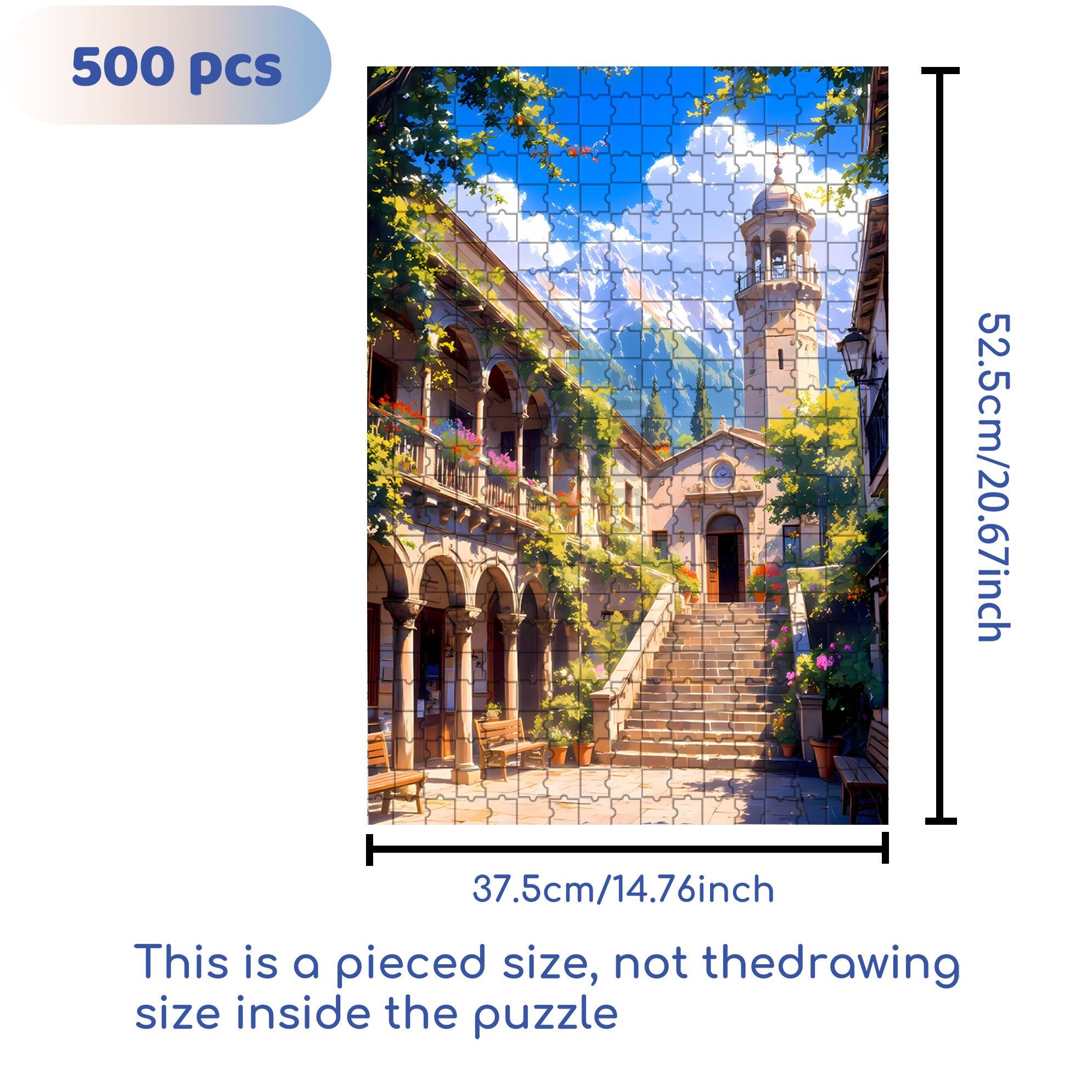 Sunken Plaza 500pcs/1000pcs Jigsaw Puzzle, Scratch-Resistant, Interactive Family Game & Brain-Boosting DIY Decor, Perfect for Halloween, Christmas & New Year Gifts, Family Puzzle Game