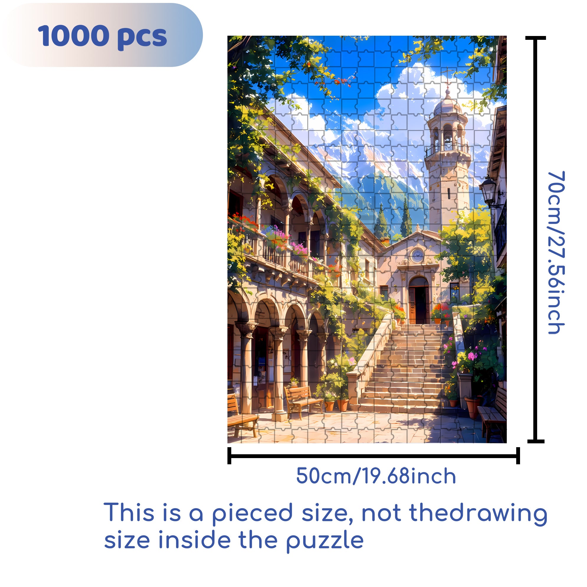 Sunken Plaza 500pcs/1000pcs Jigsaw Puzzle, Scratch-Resistant, Interactive Family Game & Brain-Boosting DIY Decor, Perfect for Halloween, Christmas & New Year Gifts, Family Puzzle Game