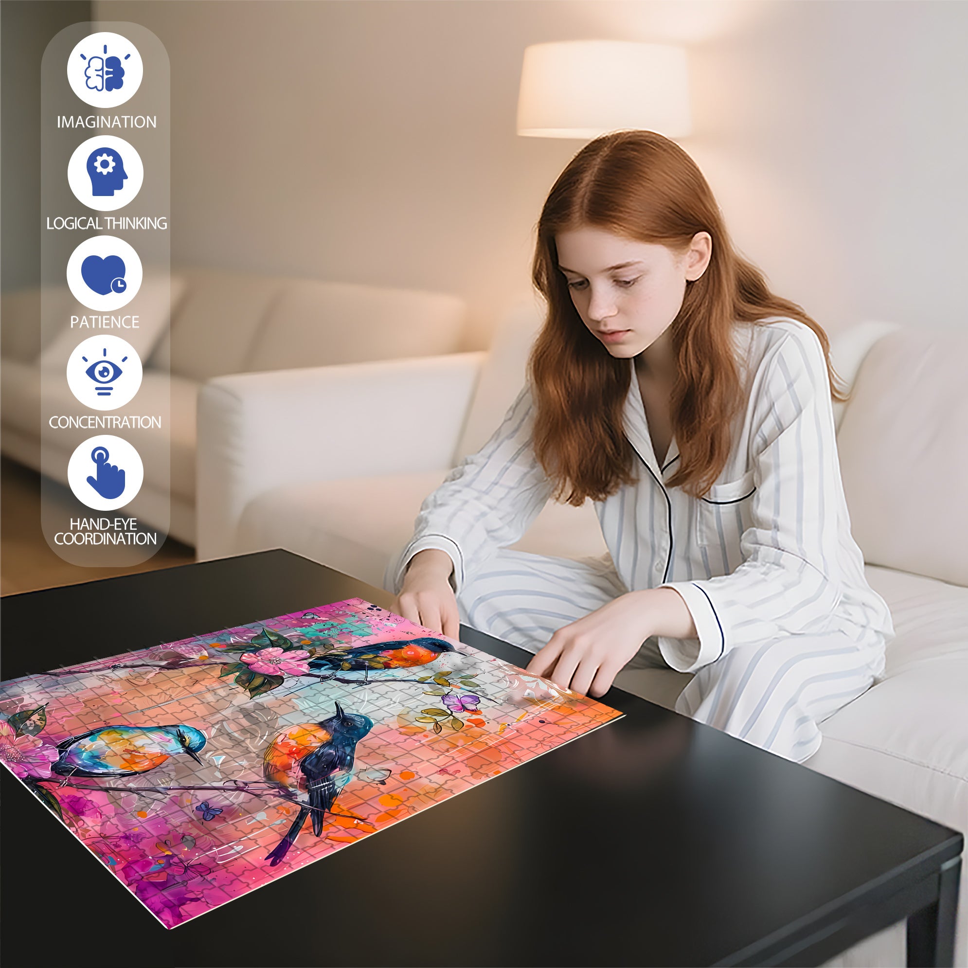 Three Birds 500pcs/1000pcs Jigsaw Puzzle, Scratch-Resistant, Interactive Family Game & Brain-Boosting DIY Decor, Perfect for Halloween, Christmas & New Year Gifts, Family Puzzle Game