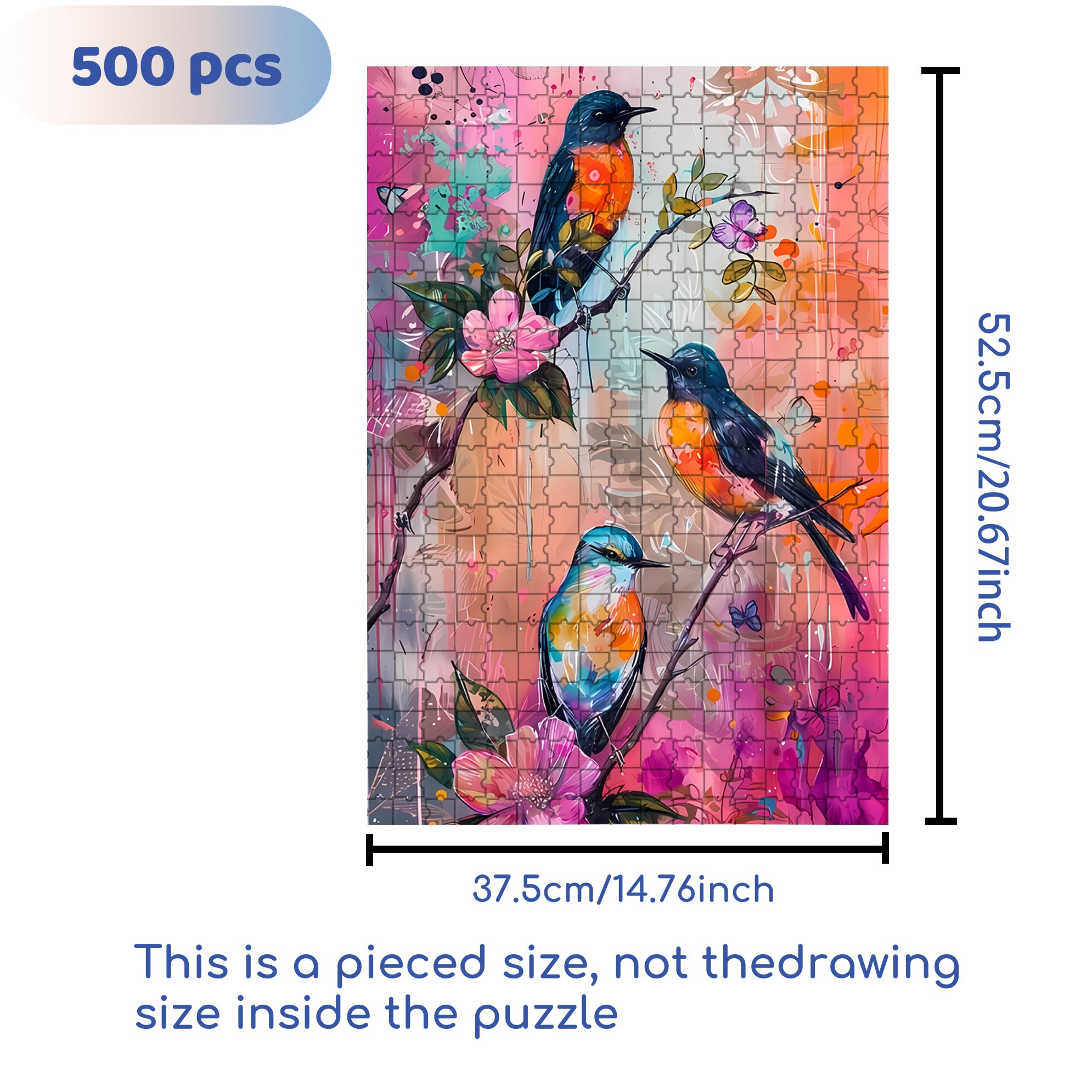 Three Birds 500pcs/1000pcs Jigsaw Puzzle, Scratch-Resistant, Interactive Family Game & Brain-Boosting DIY Decor, Perfect for Halloween, Christmas & New Year Gifts, Family Puzzle Game