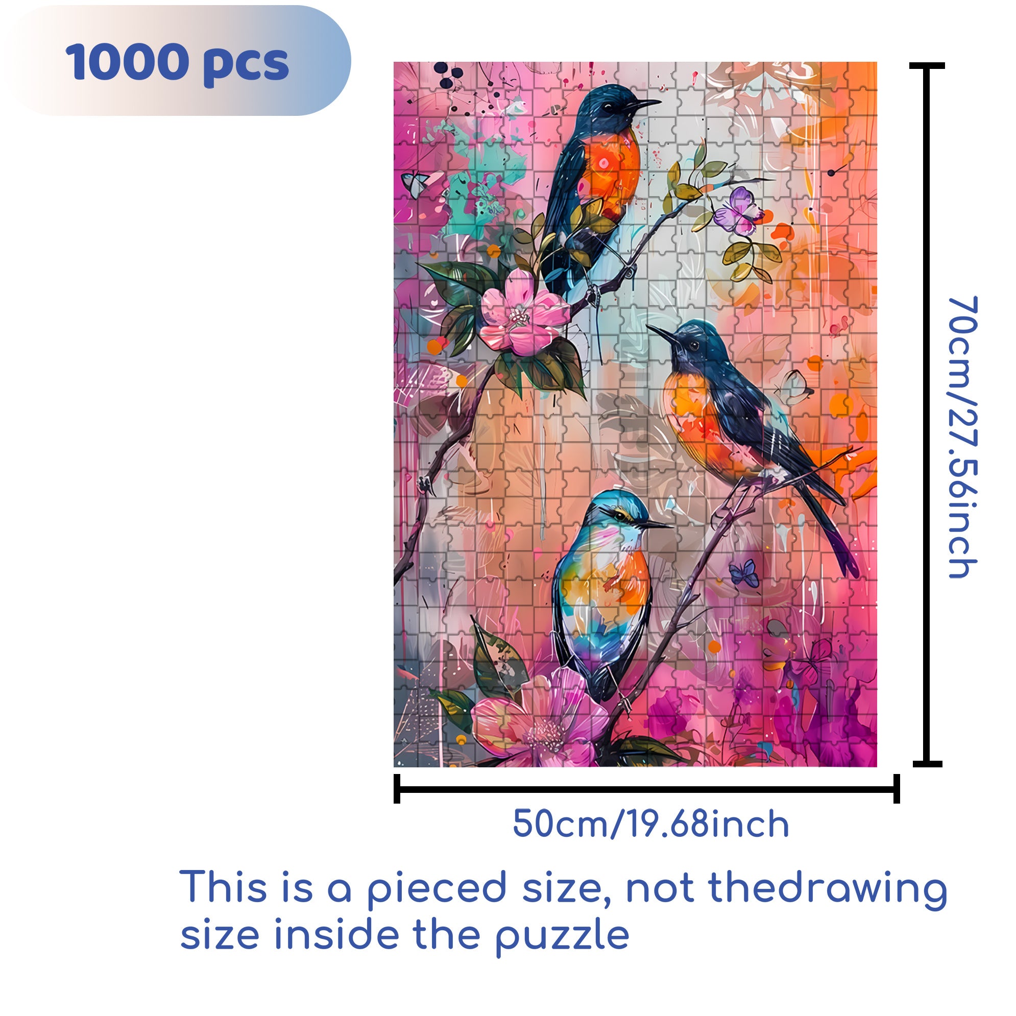 Three Birds 500pcs/1000pcs Jigsaw Puzzle, Scratch-Resistant, Interactive Family Game & Brain-Boosting DIY Decor, Perfect for Halloween, Christmas & New Year Gifts, Family Puzzle Game