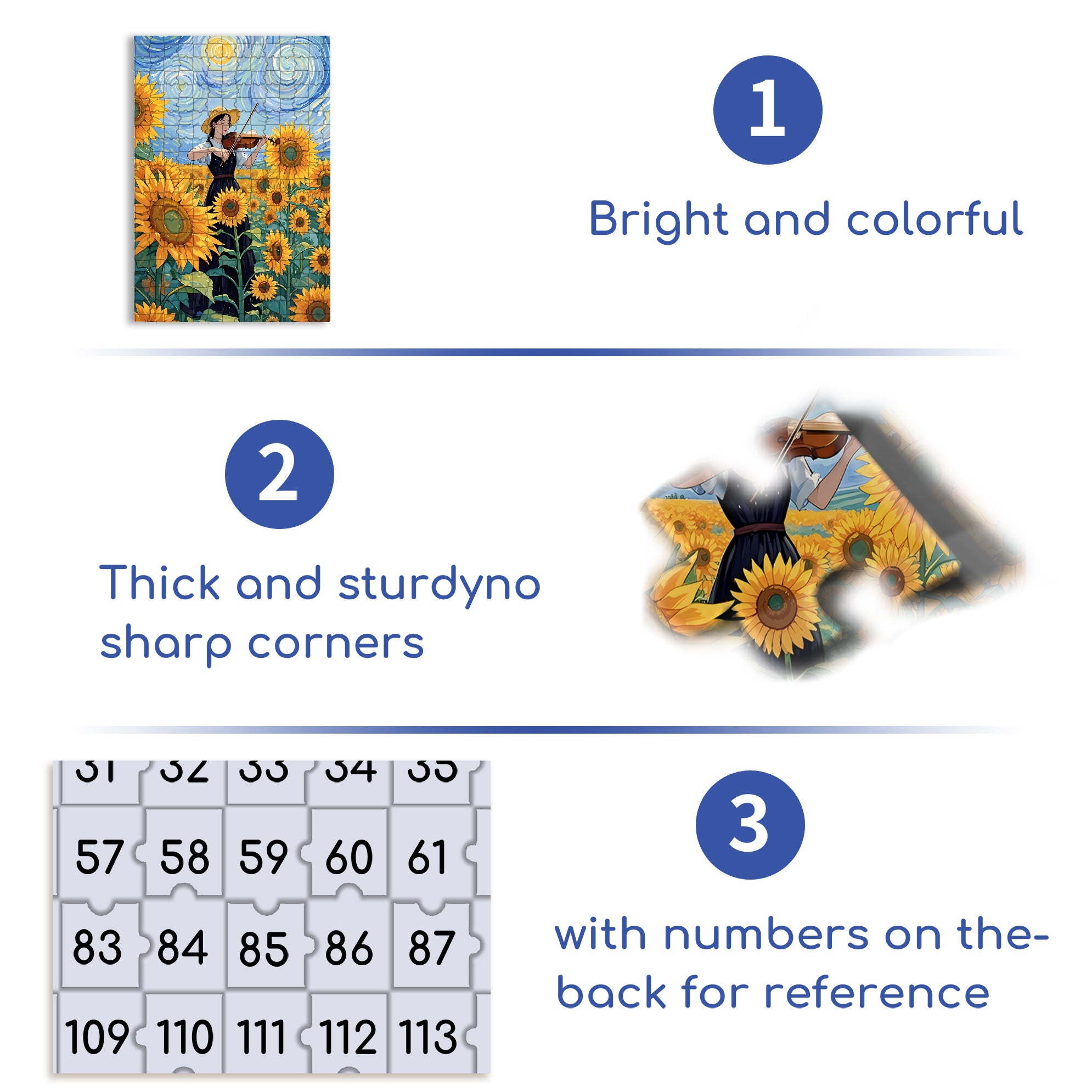 Violin and Sunflowers 500pcs/1000pcs Jigsaw Puzzle, Scratch-Resistant, Interactive Family Game & Brain-Boosting DIY Decor, Perfect for Halloween, Christmas & New Year Gifts, Family Puzzle Game