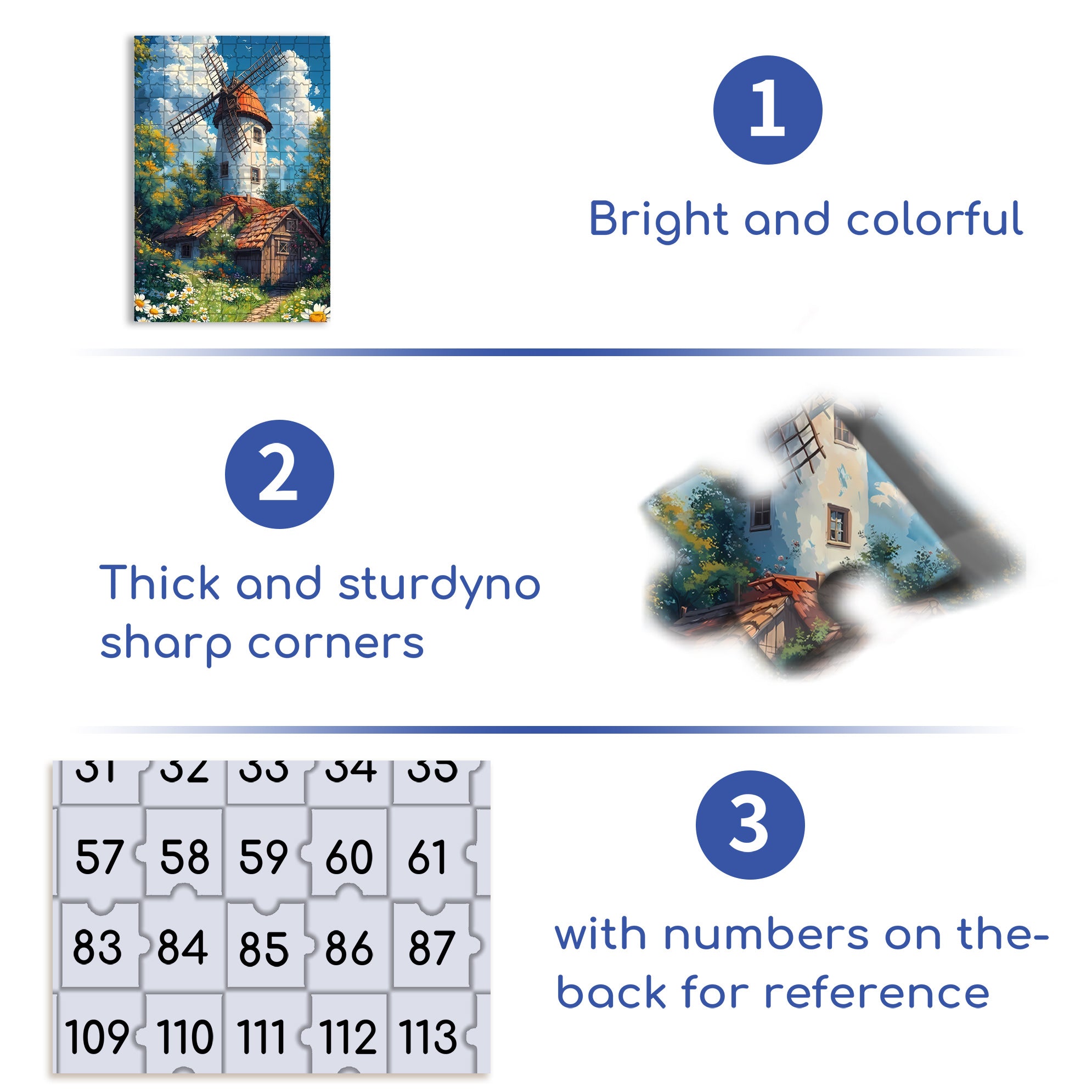 Windmill 500pcs/1000pcs Jigsaw Puzzle, Scratch-Resistant, Interactive Family Game & Brain-Boosting DIY Decor, Perfect for Halloween, Christmas & New Year Gifts, Family Puzzle Game