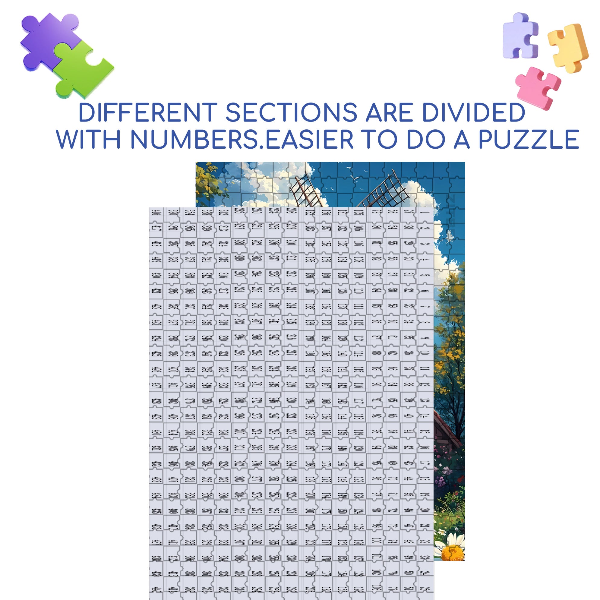 Windmill 500pcs/1000pcs Jigsaw Puzzle, Scratch-Resistant, Interactive Family Game & Brain-Boosting DIY Decor, Perfect for Halloween, Christmas & New Year Gifts, Family Puzzle Game