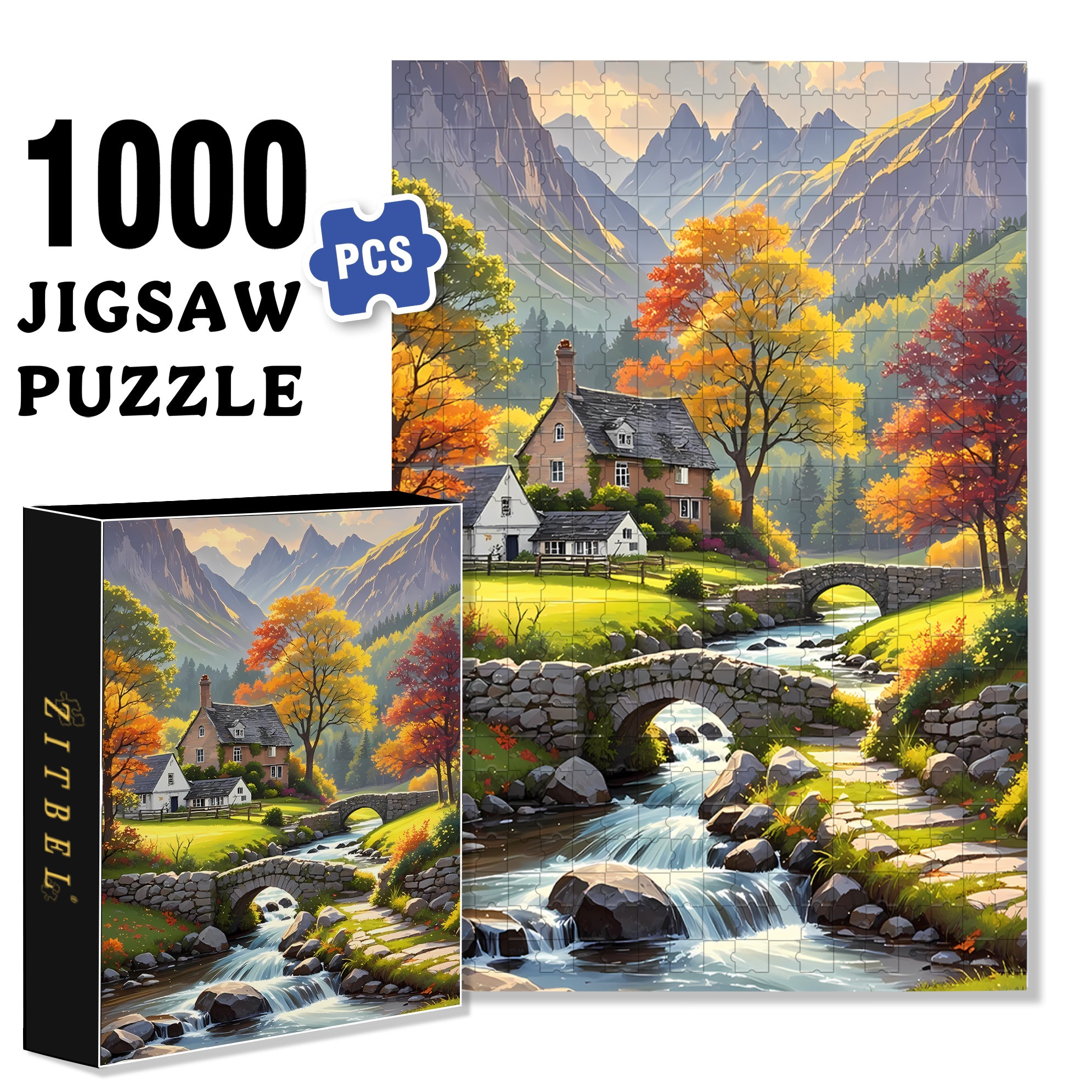 Autumn Colors 500pcs/1000pcs Jigsaw Puzzle, Scratch-Resistant, Interactive Family Game & Brain-Boosting DIY Decor, Perfect for Halloween, Christmas & New Year Gifts, Family Puzzle Game