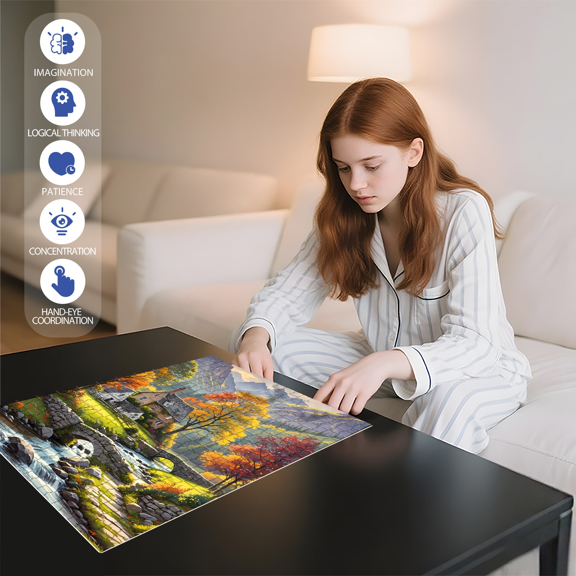 Autumn Colors 500pcs/1000pcs Jigsaw Puzzle, Scratch-Resistant, Interactive Family Game & Brain-Boosting DIY Decor, Perfect for Halloween, Christmas & New Year Gifts, Family Puzzle Game