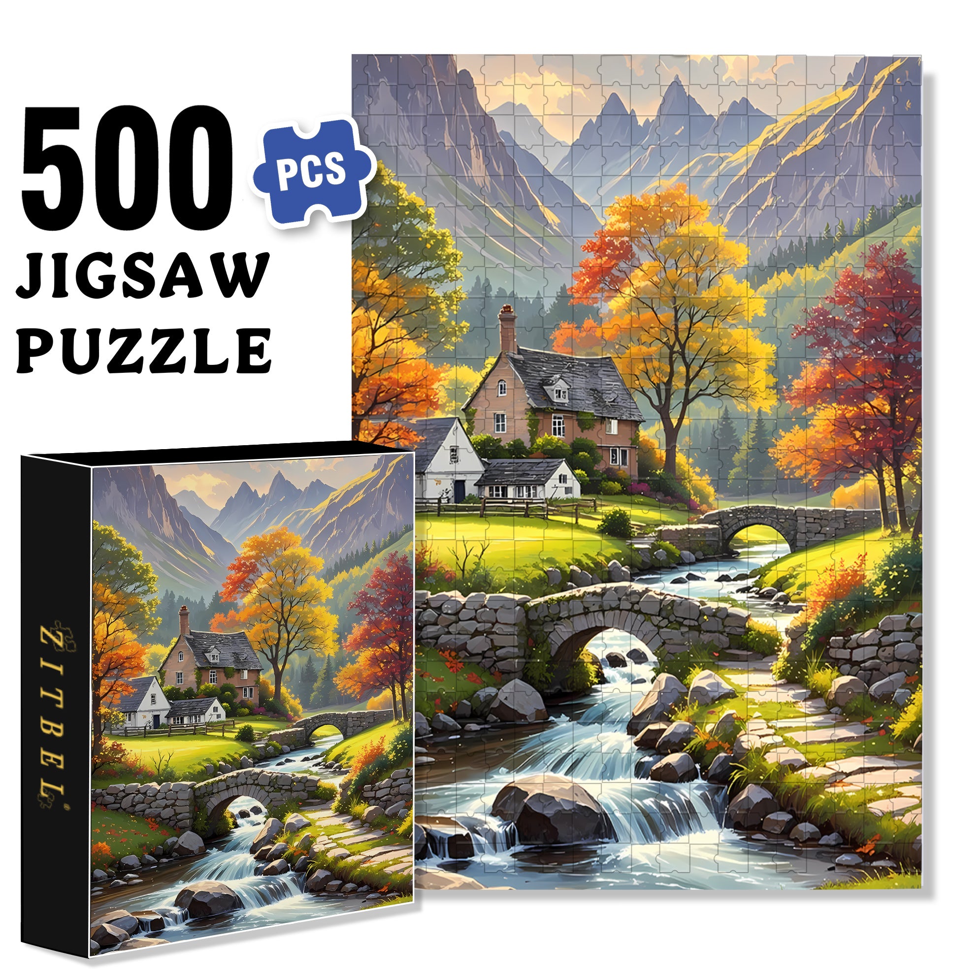 Autumn Colors 500pcs/1000pcs Jigsaw Puzzle, Scratch-Resistant, Interactive Family Game & Brain-Boosting DIY Decor, Perfect for Halloween, Christmas & New Year Gifts, Family Puzzle Game