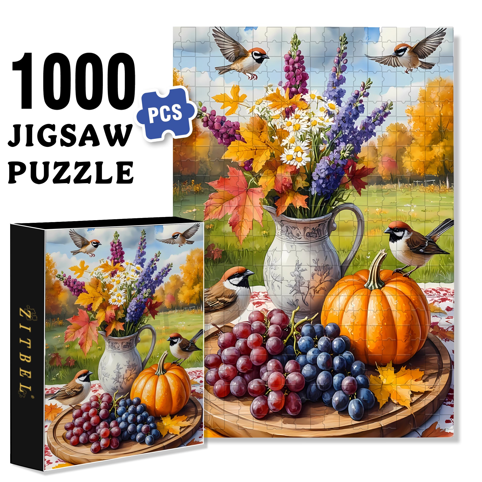 Autumn Weather 500pcs/1000pcs Jigsaw Puzzle, Scratch-Resistant, Interactive Family Game & Brain-Boosting DIY Decor, Perfect for Halloween, Christmas & New Year Gifts, Family Puzzle Game
