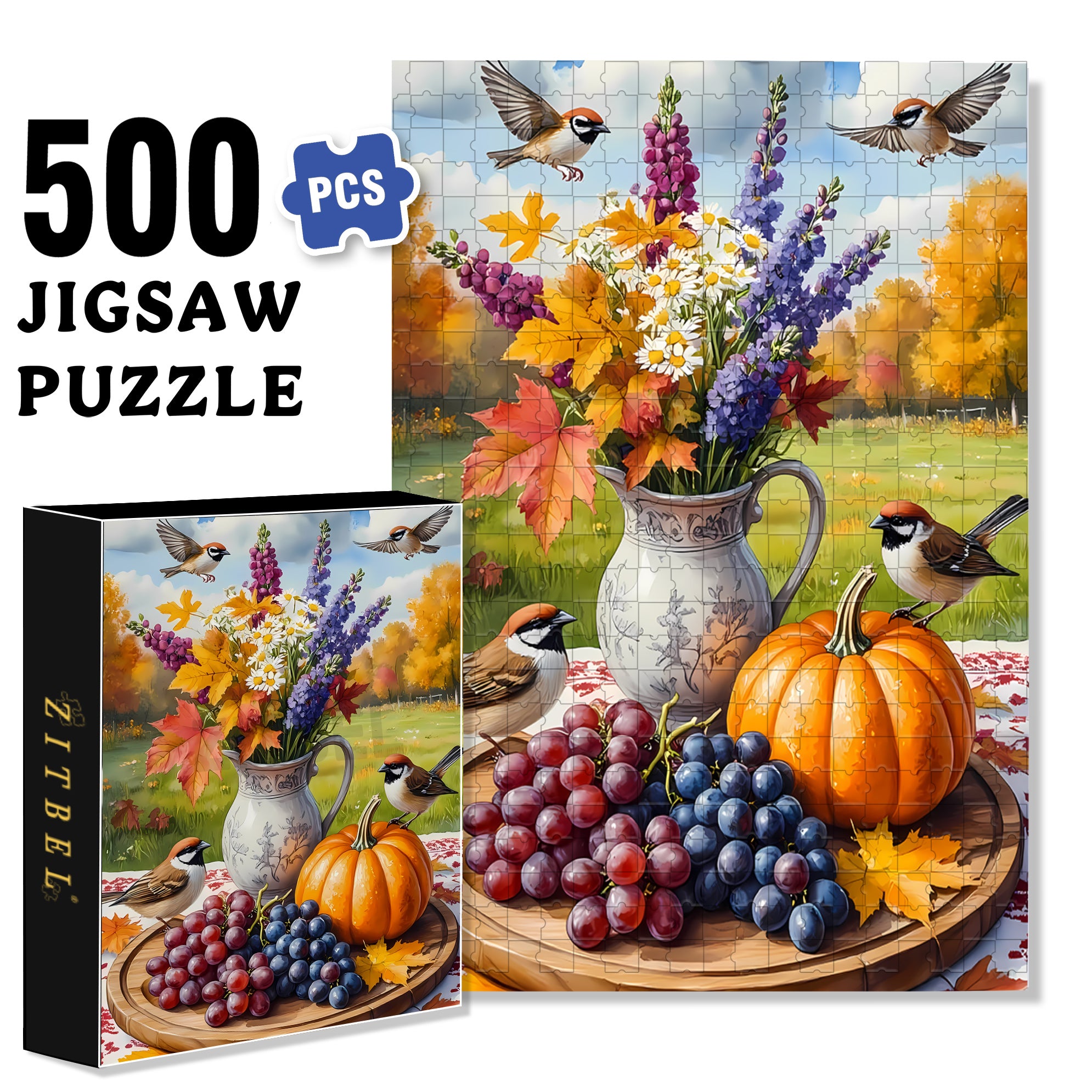 Autumn Weather 500pcs/1000pcs Jigsaw Puzzle, Scratch-Resistant, Interactive Family Game & Brain-Boosting DIY Decor, Perfect for Halloween, Christmas & New Year Gifts, Family Puzzle Game