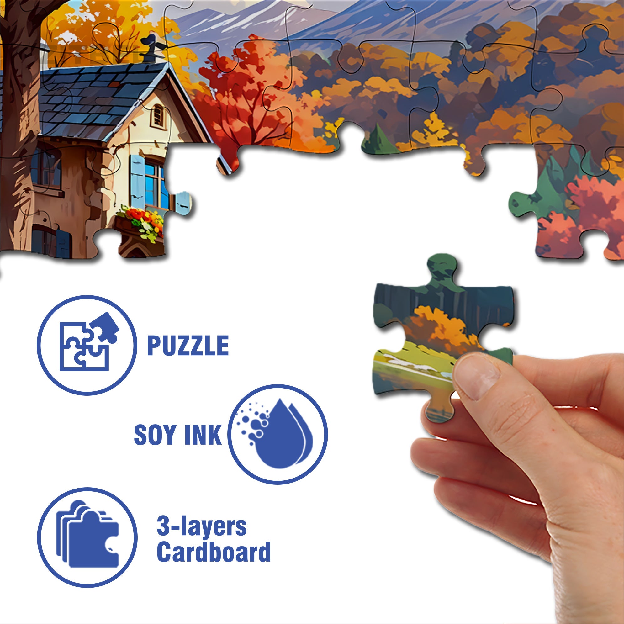 Autumnmood 500pcs/1000pcs Jigsaw Puzzle, Scratch-Resistant, Interactive Family Game & Brain-Boosting DIY Decor, Perfect for Halloween, Christmas & New Year Gifts, Family Puzzle Game