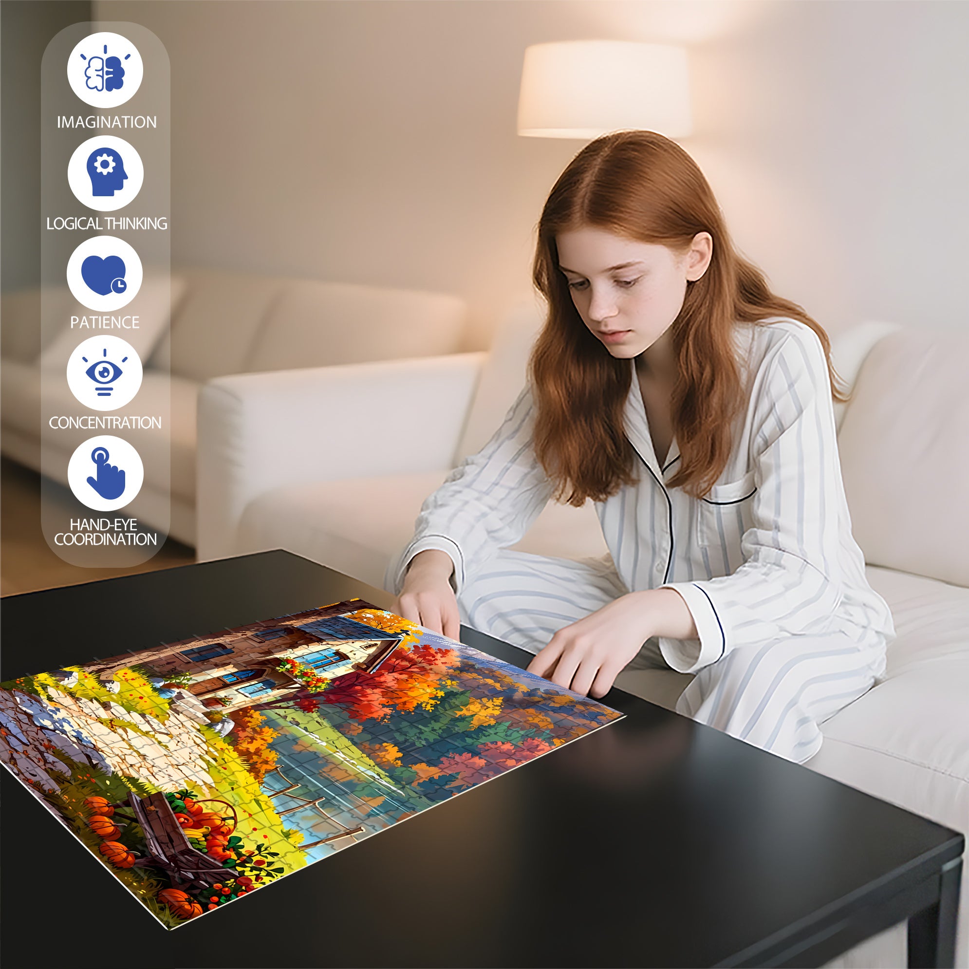 Autumnmood 500pcs/1000pcs Jigsaw Puzzle, Scratch-Resistant, Interactive Family Game & Brain-Boosting DIY Decor, Perfect for Halloween, Christmas & New Year Gifts, Family Puzzle Game