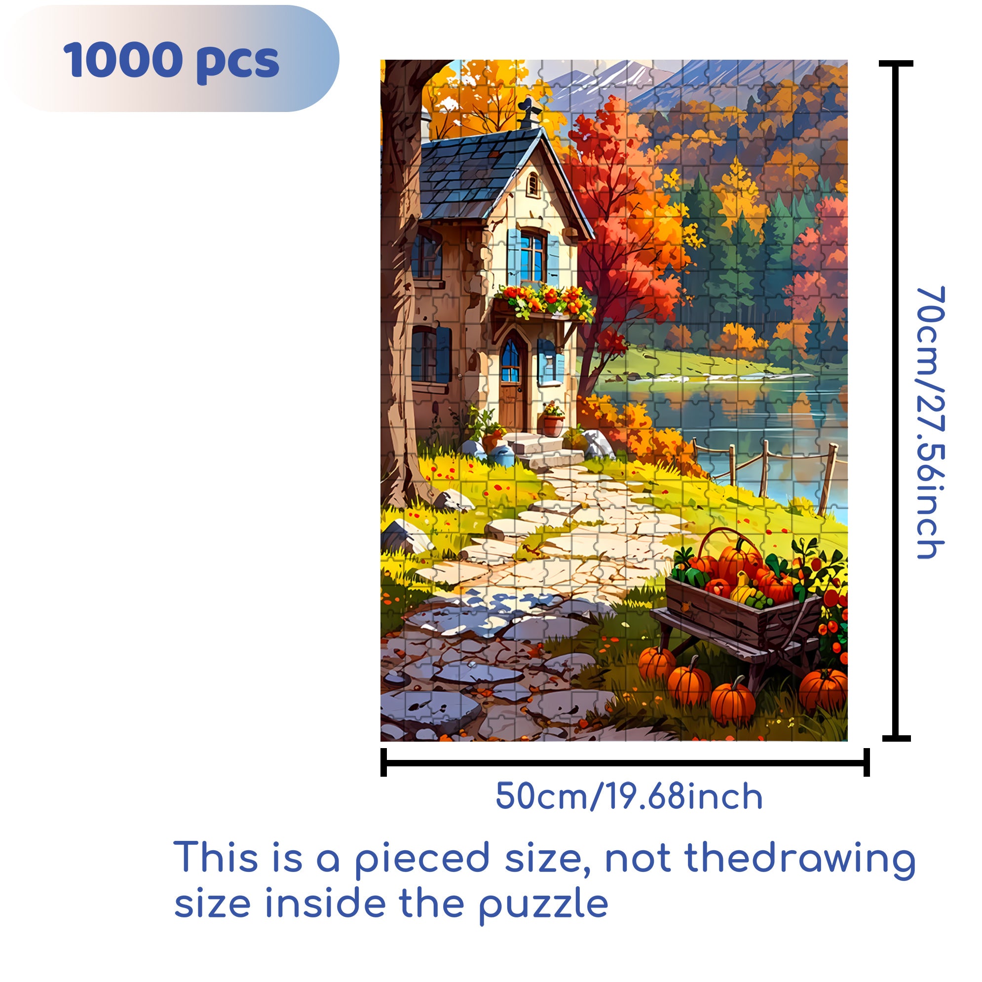 Autumnmood 500pcs/1000pcs Jigsaw Puzzle, Scratch-Resistant, Interactive Family Game & Brain-Boosting DIY Decor, Perfect for Halloween, Christmas & New Year Gifts, Family Puzzle Game