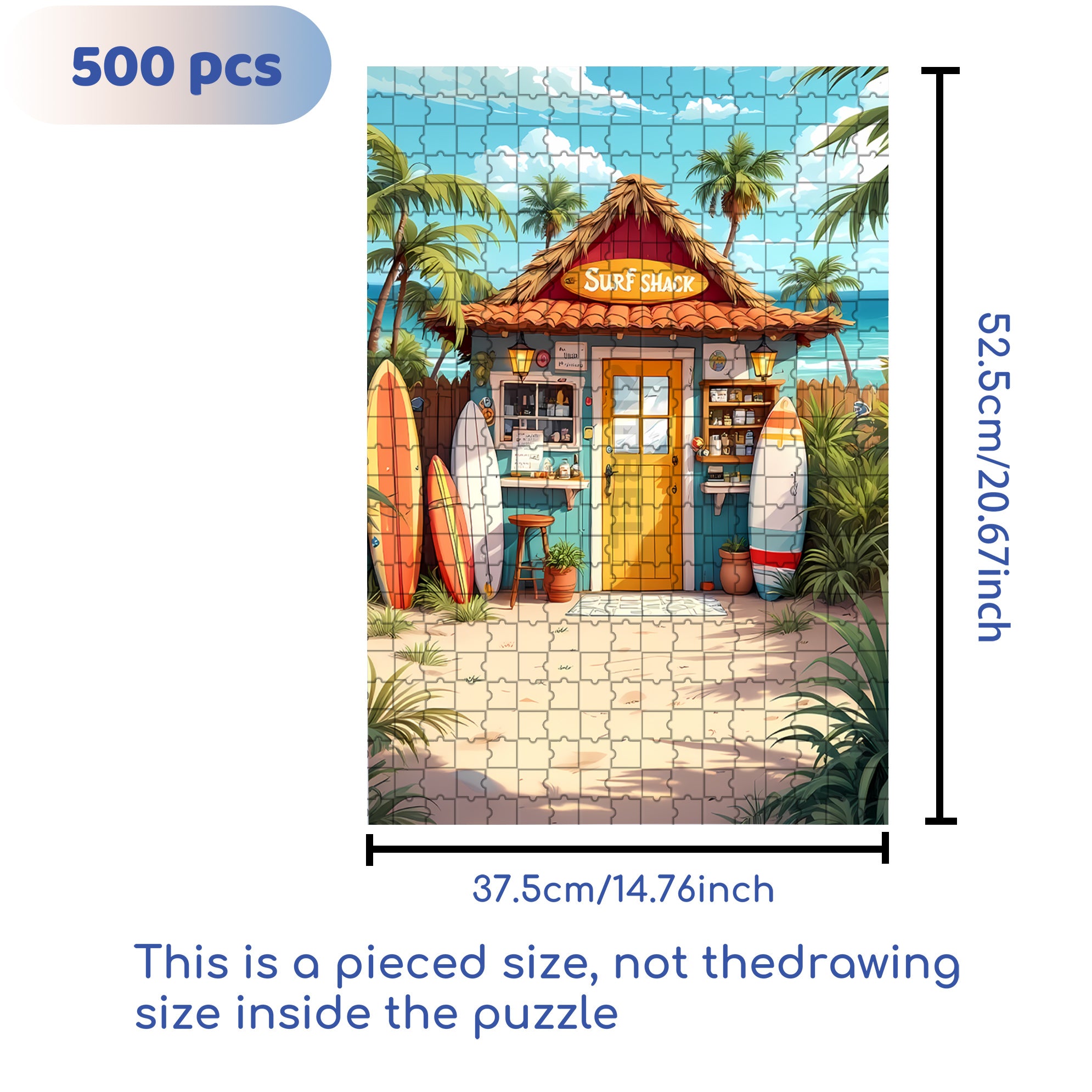 Beach House 500pcs/1000pcs Jigsaw Puzzle, Scratch-Resistant, Interactive Family Game & Brain-Boosting DIY Decor, Perfect for Halloween, Christmas & New Year Gifts, Family Puzzle Game