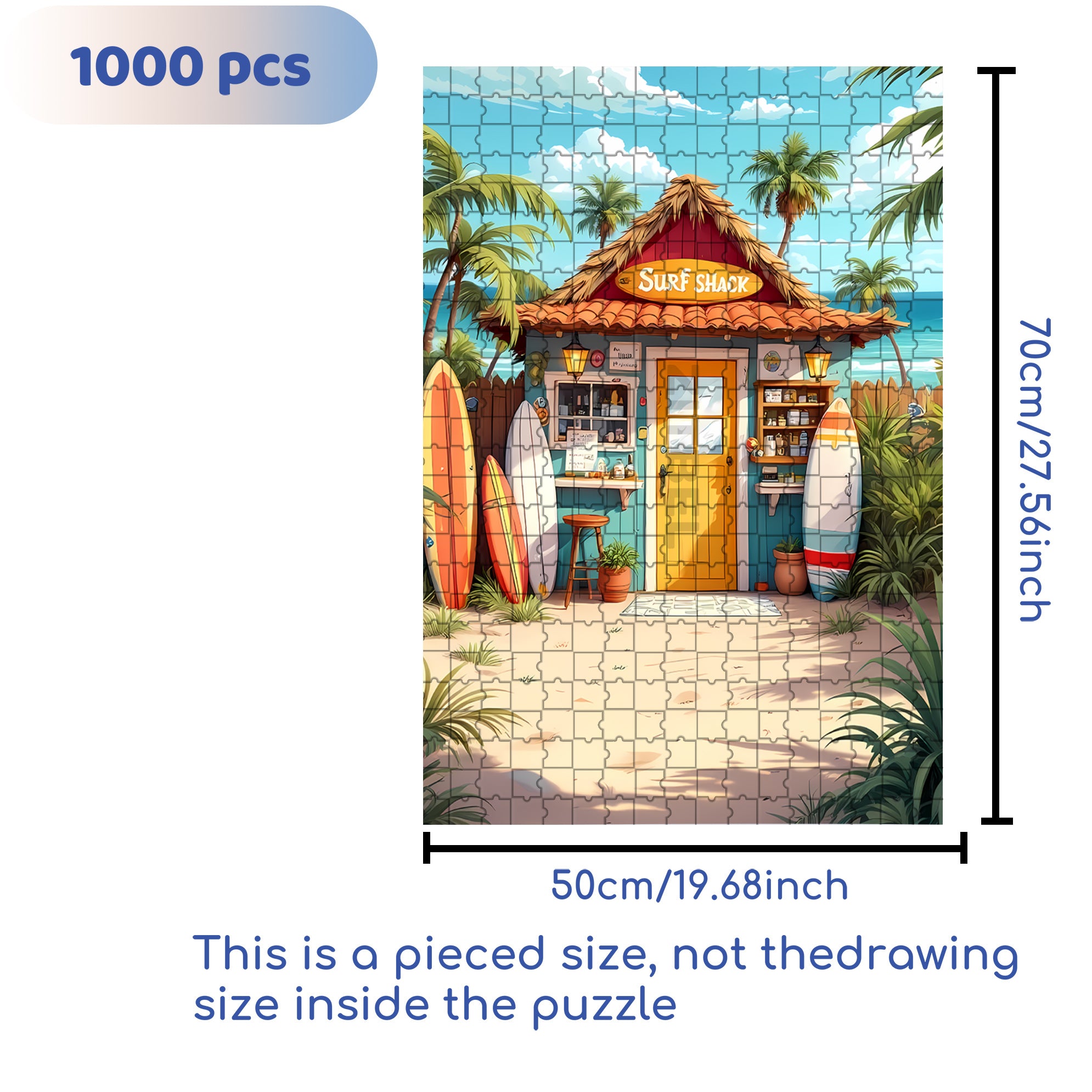 Beach House 500pcs/1000pcs Jigsaw Puzzle, Scratch-Resistant, Interactive Family Game & Brain-Boosting DIY Decor, Perfect for Halloween, Christmas & New Year Gifts, Family Puzzle Game