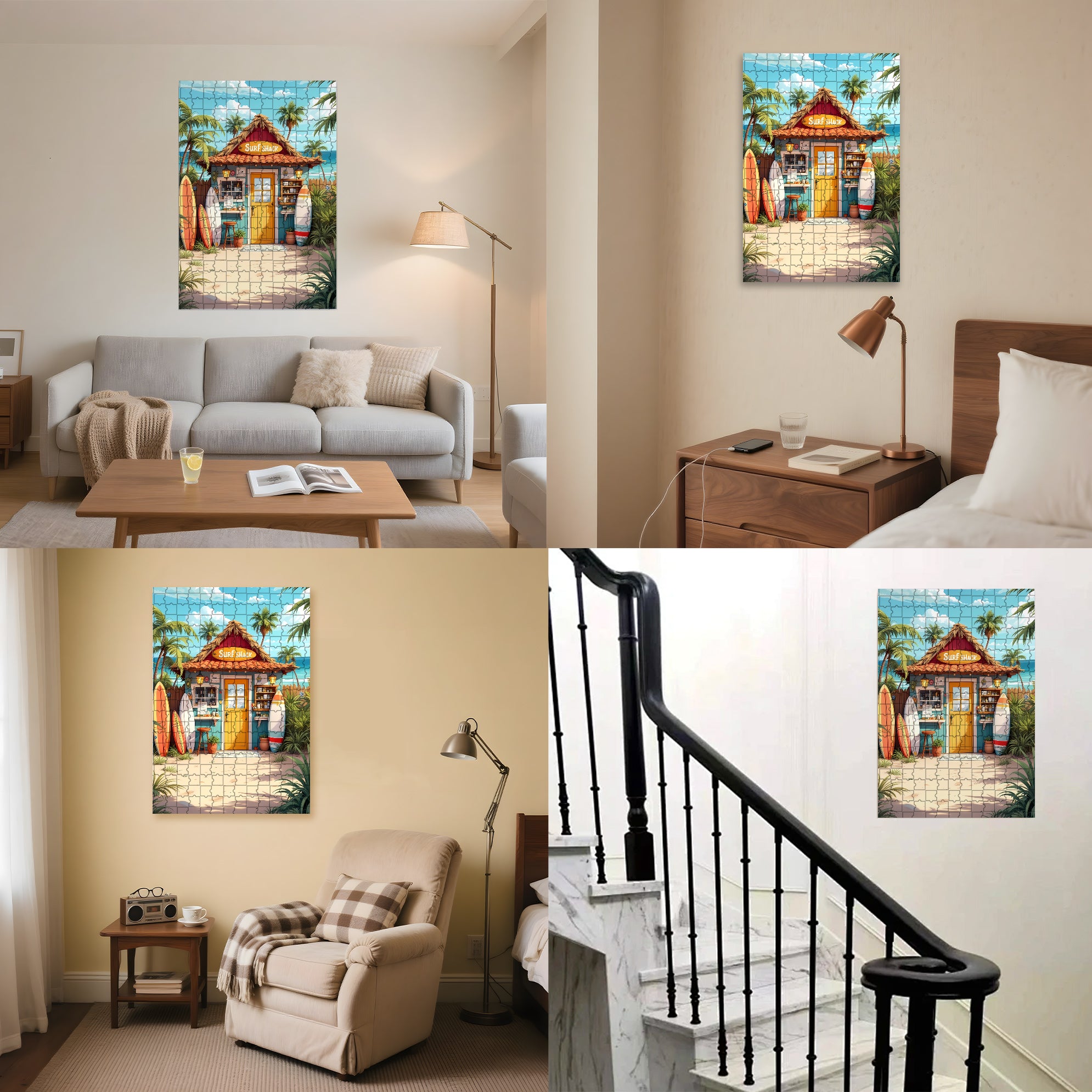 Beach House 500pcs/1000pcs Jigsaw Puzzle, Scratch-Resistant, Interactive Family Game & Brain-Boosting DIY Decor, Perfect for Halloween, Christmas & New Year Gifts, Family Puzzle Game
