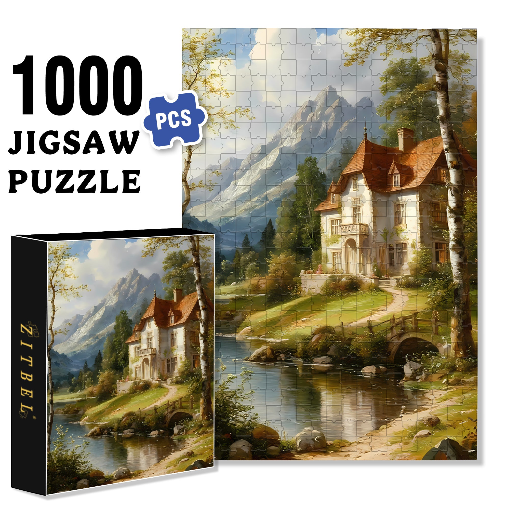 Calm Lake Surface 500pcs/1000pcs Jigsaw Puzzle, Scratch-Resistant, Interactive Family Game & Brain-Boosting DIY Decor, Perfect for Halloween, Christmas & New Year Gifts, Family Puzzle Game
