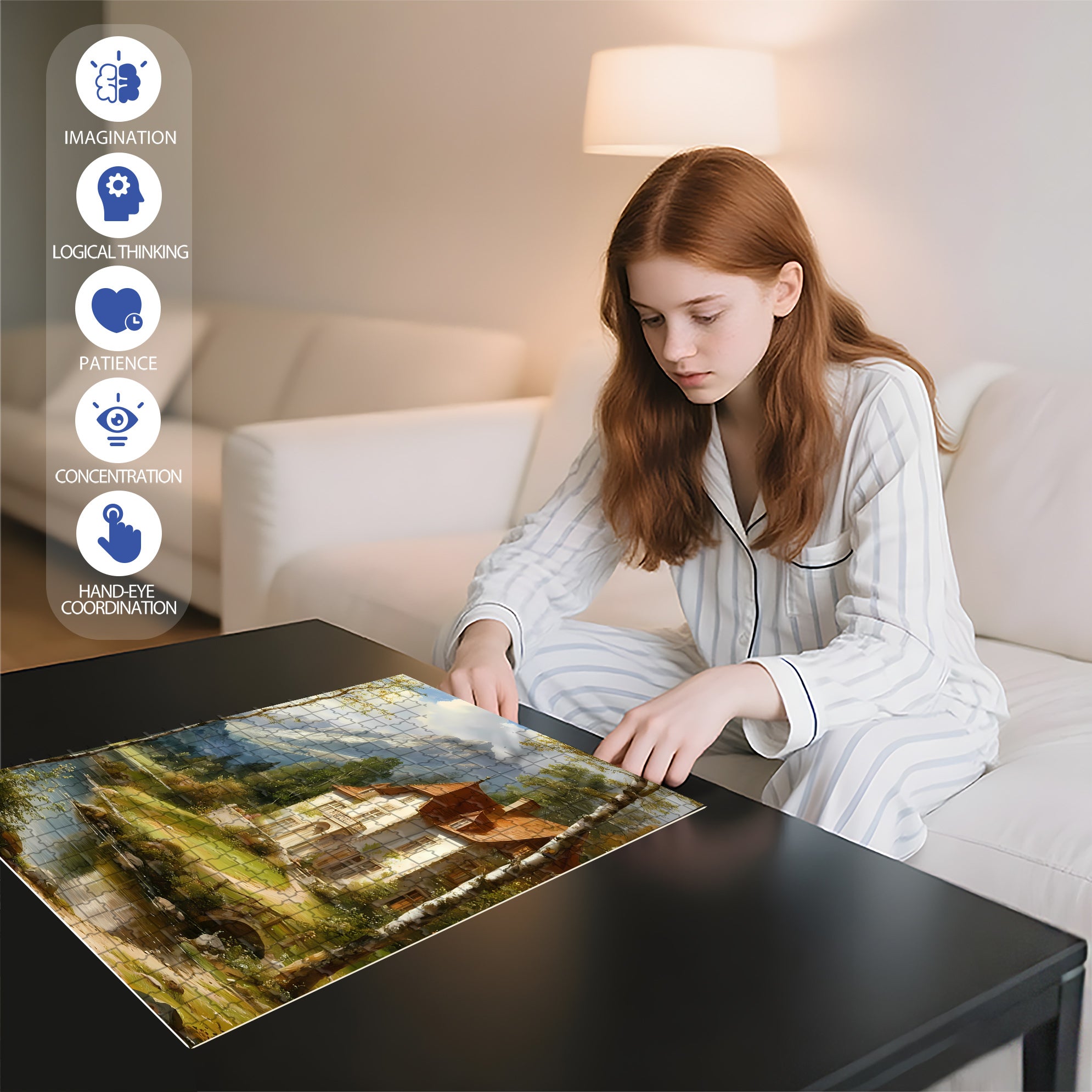 Calm Lake Surface 500pcs/1000pcs Jigsaw Puzzle, Scratch-Resistant, Interactive Family Game & Brain-Boosting DIY Decor, Perfect for Halloween, Christmas & New Year Gifts, Family Puzzle Game