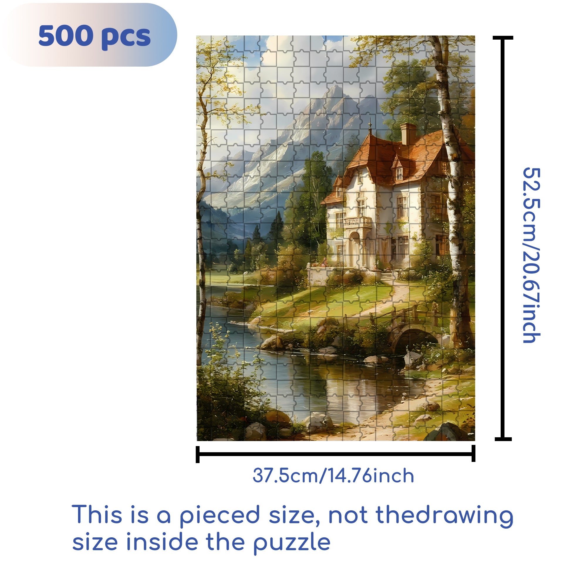 Calm Lake Surface 500pcs/1000pcs Jigsaw Puzzle, Scratch-Resistant, Interactive Family Game & Brain-Boosting DIY Decor, Perfect for Halloween, Christmas & New Year Gifts, Family Puzzle Game