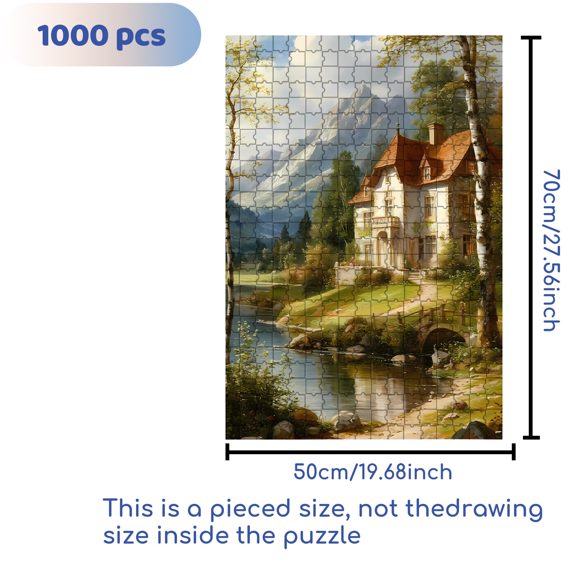 Calm Lake Surface 500pcs/1000pcs Jigsaw Puzzle, Scratch-Resistant, Interactive Family Game & Brain-Boosting DIY Decor, Perfect for Halloween, Christmas & New Year Gifts, Family Puzzle Game