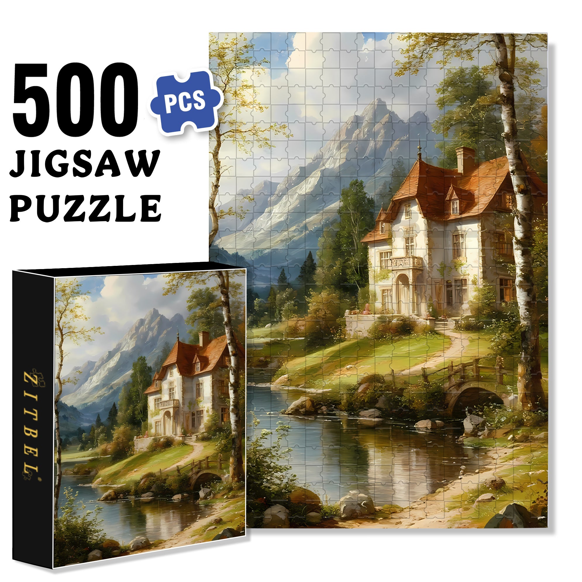 Calm Lake Surface 500pcs/1000pcs Jigsaw Puzzle, Scratch-Resistant, Interactive Family Game & Brain-Boosting DIY Decor, Perfect for Halloween, Christmas & New Year Gifts, Family Puzzle Game