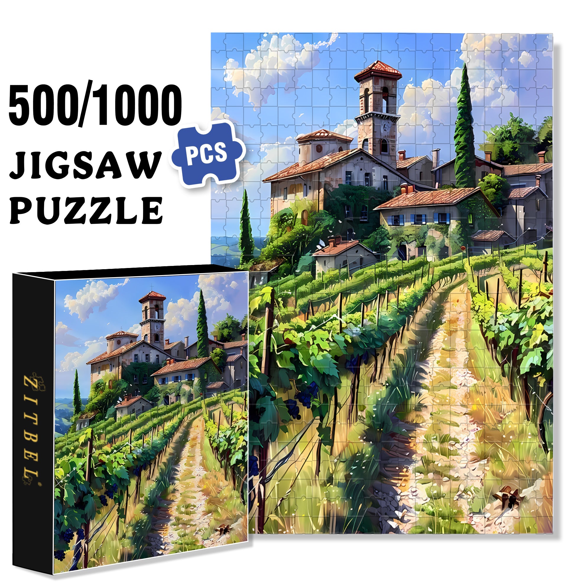 Chateau 500pcs/1000pcs Jigsaw Puzzle, Scratch-Resistant, Interactive Family Game & Brain-Boosting DIY Decor, Perfect for Halloween, Christmas & New Year Gifts, Family Puzzle Game