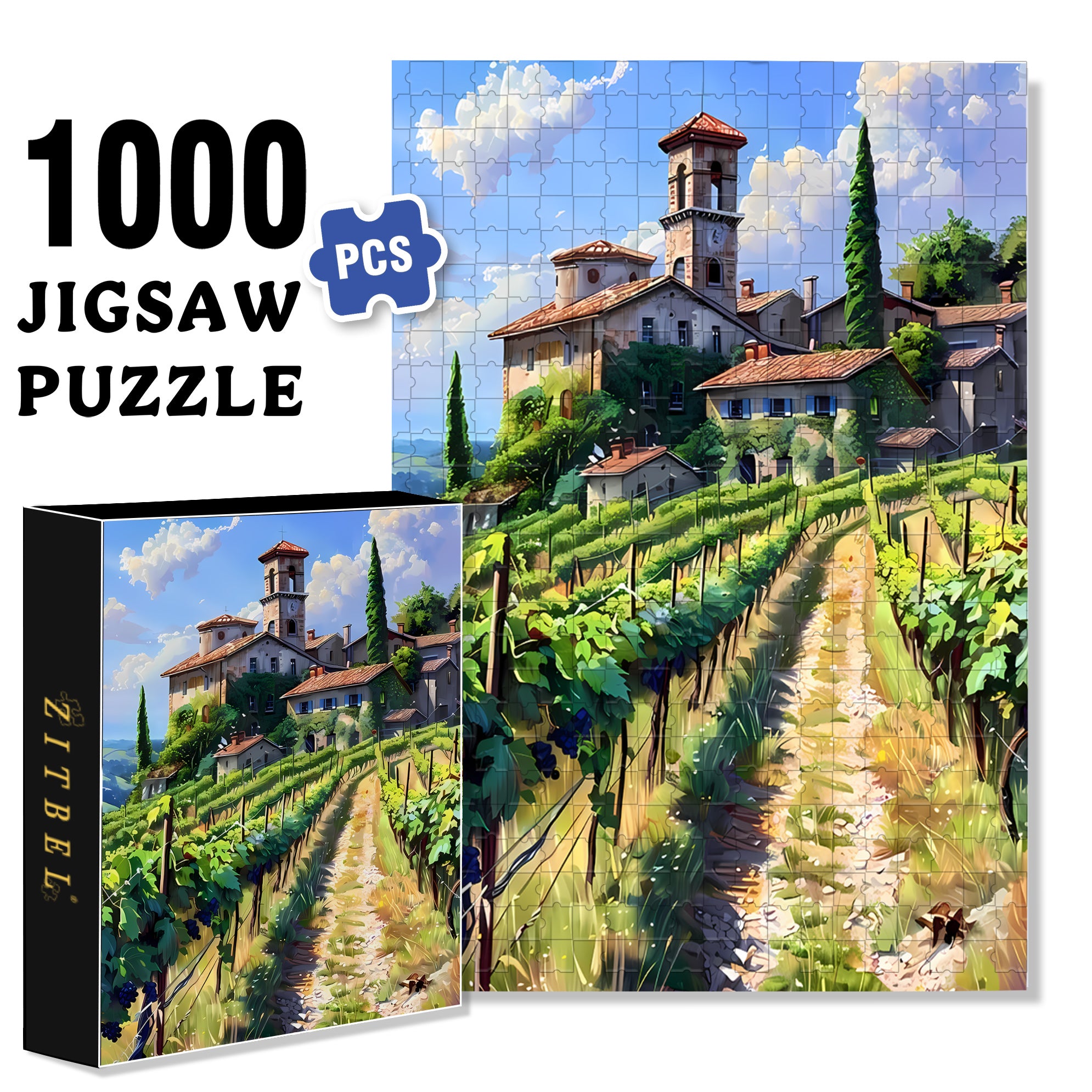 Chateau 500pcs/1000pcs Jigsaw Puzzle, Scratch-Resistant, Interactive Family Game & Brain-Boosting DIY Decor, Perfect for Halloween, Christmas & New Year Gifts, Family Puzzle Game