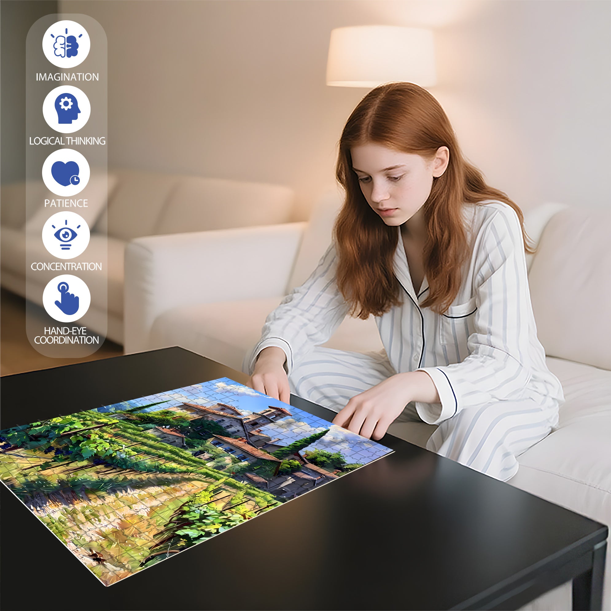 Chateau 500pcs/1000pcs Jigsaw Puzzle, Scratch-Resistant, Interactive Family Game & Brain-Boosting DIY Decor, Perfect for Halloween, Christmas & New Year Gifts, Family Puzzle Game