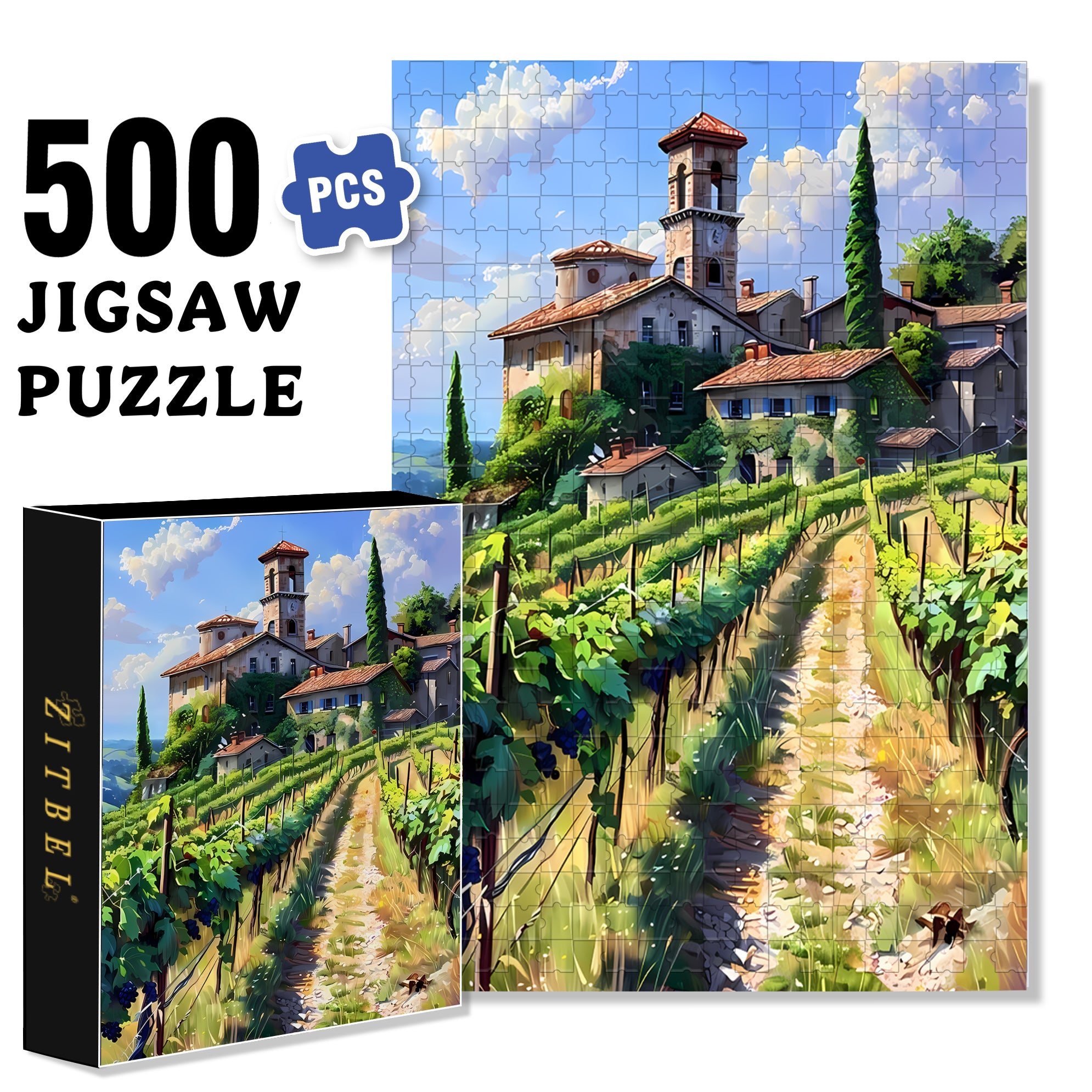 Chateau 500pcs/1000pcs Jigsaw Puzzle, Scratch-Resistant, Interactive Family Game & Brain-Boosting DIY Decor, Perfect for Halloween, Christmas & New Year Gifts, Family Puzzle Game