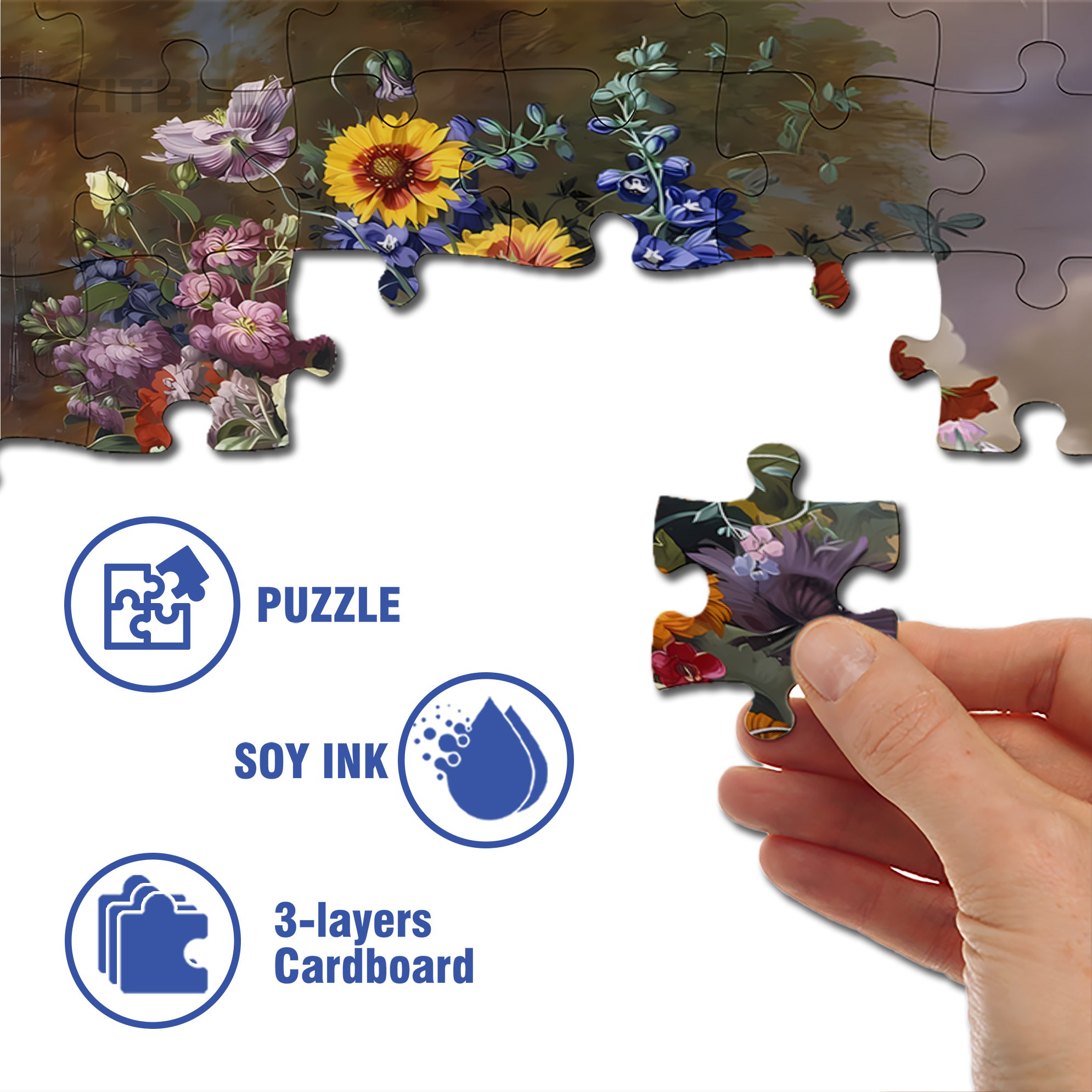 Clusters Of Flowers 500pcs/1000pcs Jigsaw Puzzle, Scratch-Resistant, Interactive Family Game & Brain-Boosting DIY Decor, Perfect for Halloween, Christmas & New Year Gifts, Family Puzzle Game