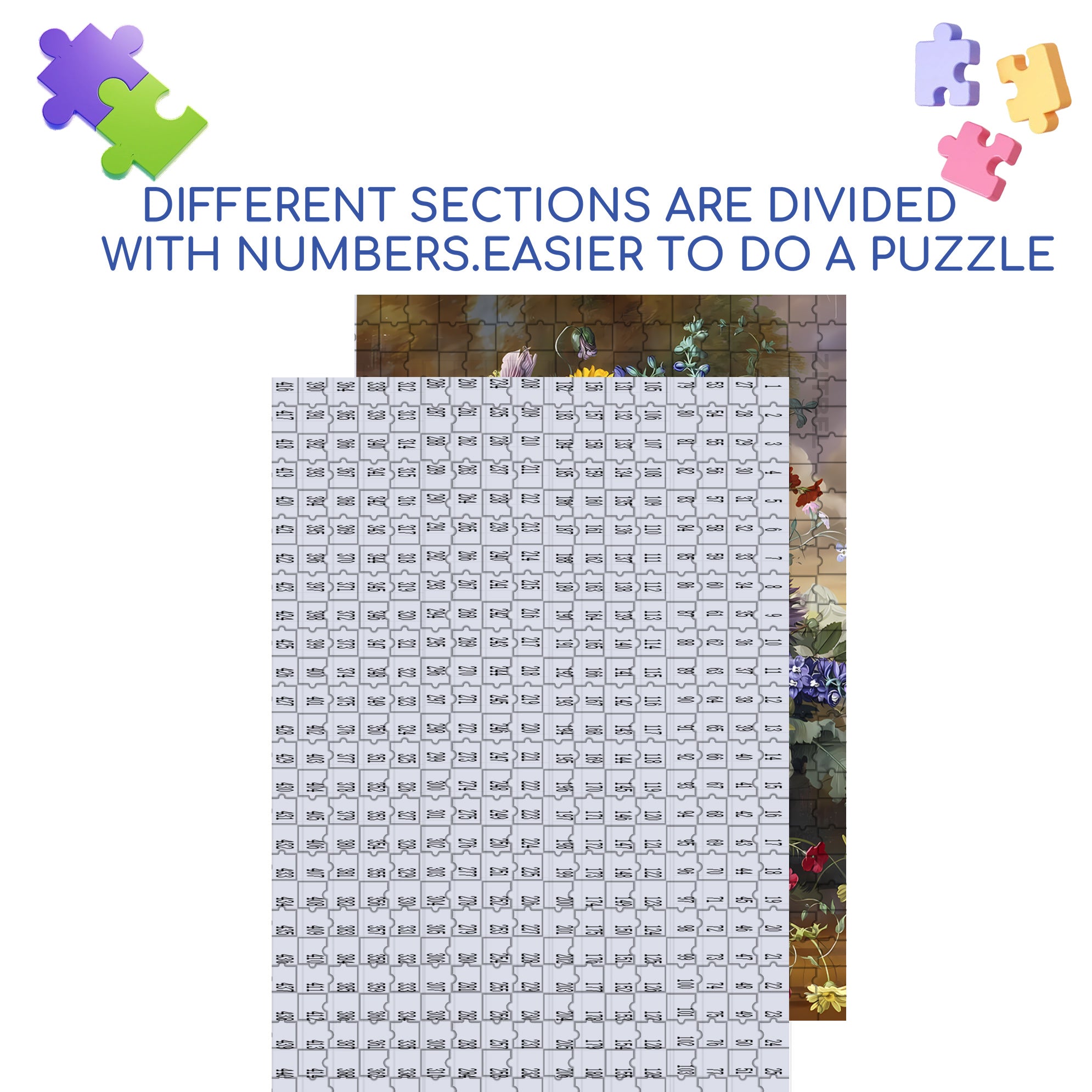 Clusters Of Flowers 500pcs/1000pcs Jigsaw Puzzle, Scratch-Resistant, Interactive Family Game & Brain-Boosting DIY Decor, Perfect for Halloween, Christmas & New Year Gifts, Family Puzzle Game