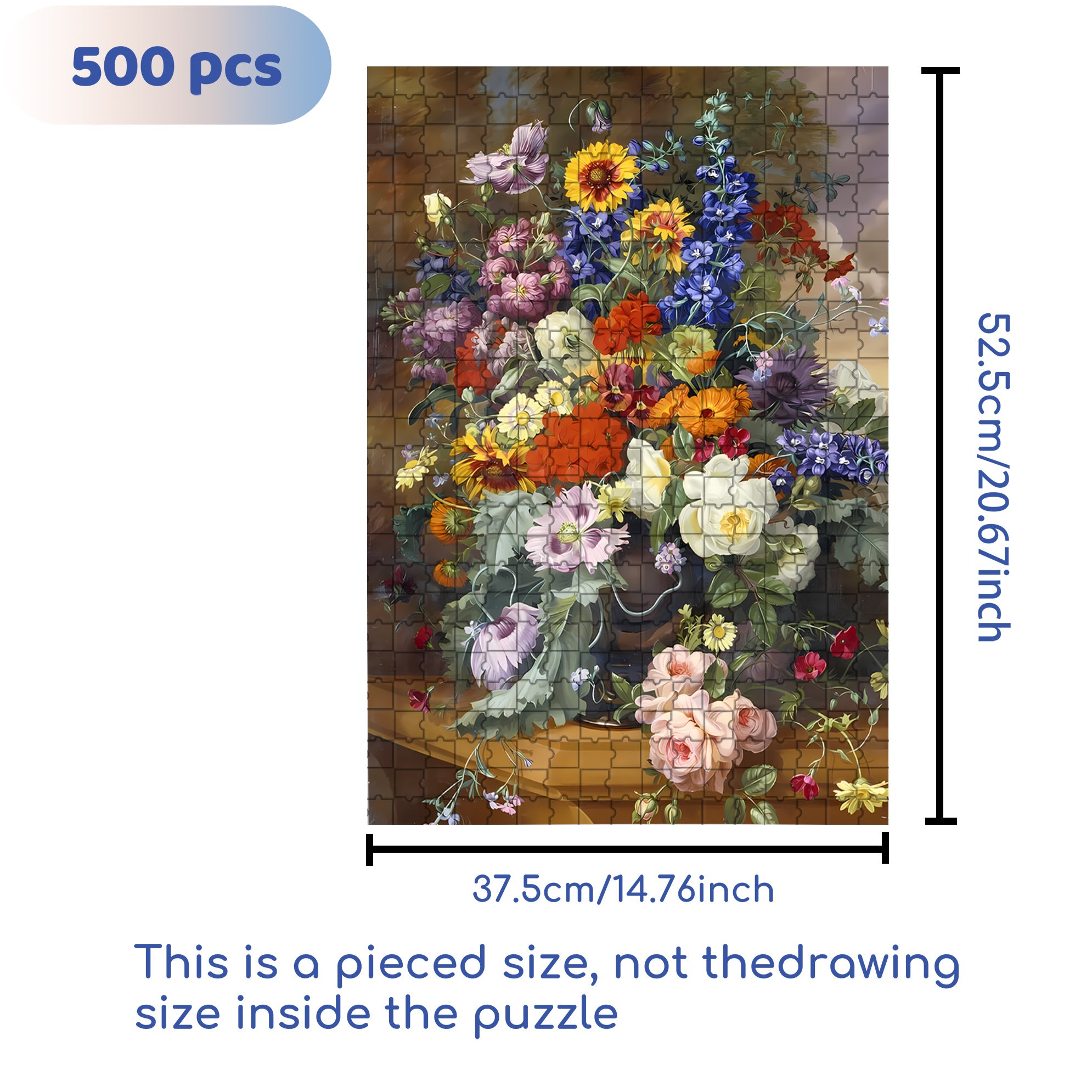 Clusters Of Flowers 500pcs/1000pcs Jigsaw Puzzle, Scratch-Resistant, Interactive Family Game & Brain-Boosting DIY Decor, Perfect for Halloween, Christmas & New Year Gifts, Family Puzzle Game