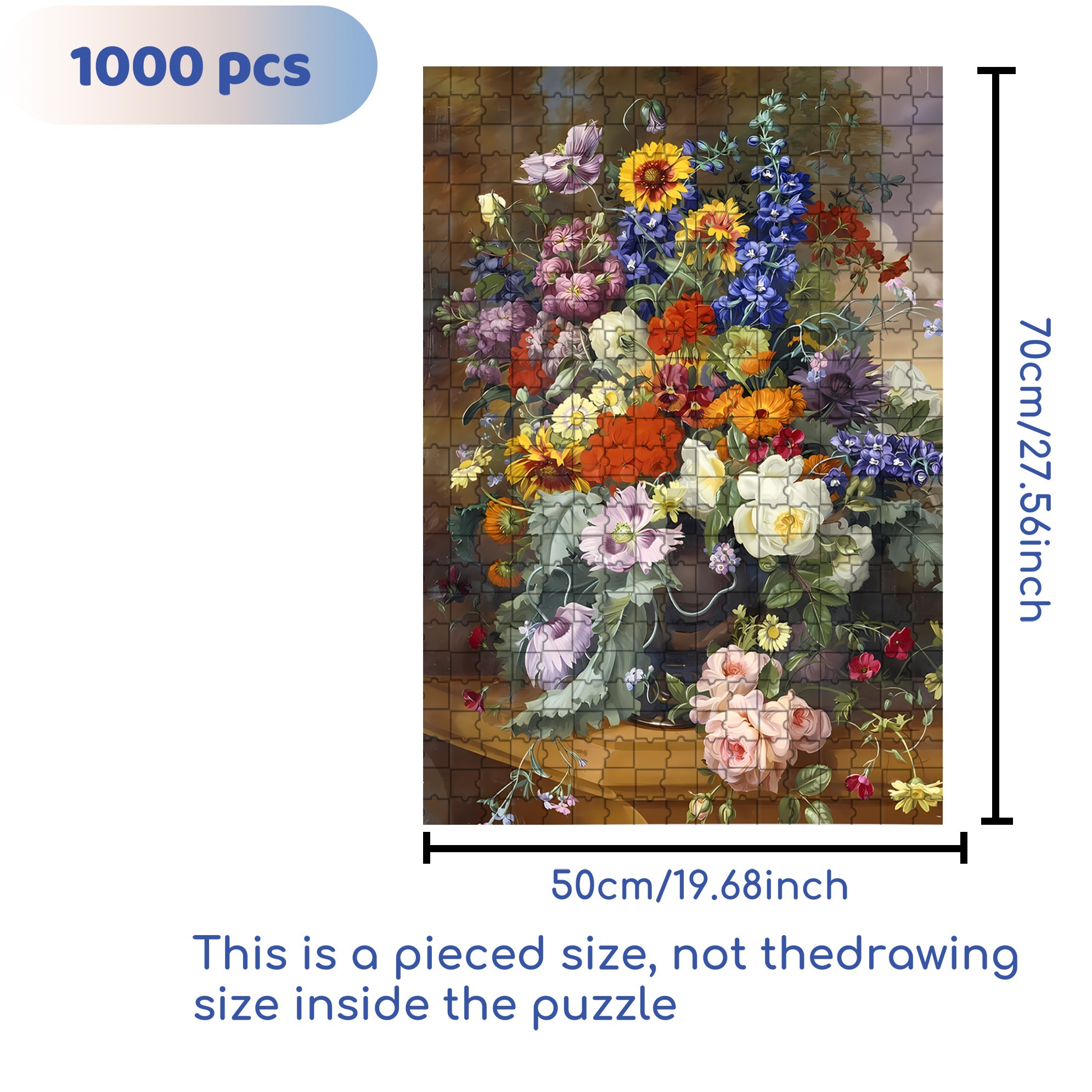 Clusters Of Flowers 500pcs/1000pcs Jigsaw Puzzle, Scratch-Resistant, Interactive Family Game & Brain-Boosting DIY Decor, Perfect for Halloween, Christmas & New Year Gifts, Family Puzzle Game