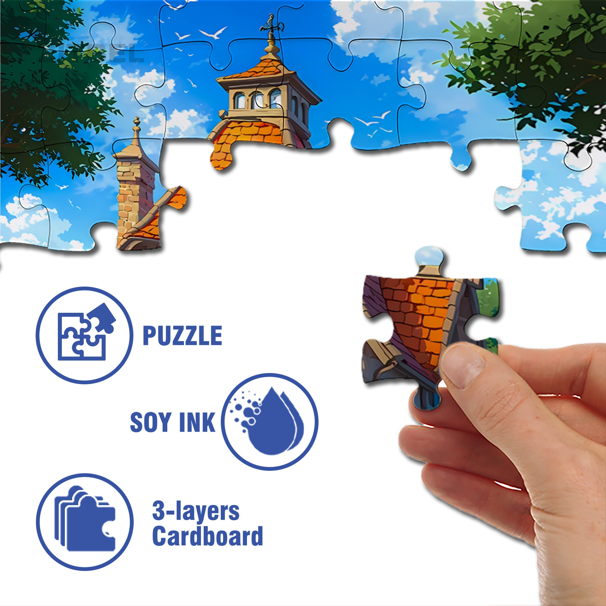 Cottages 500pcs/1000pcs Jigsaw Puzzle, Scratch-Resistant, Interactive Family Game & Brain-Boosting DIY Decor, Perfect for Halloween, Christmas & New Year Gifts, Family Puzzle Game
