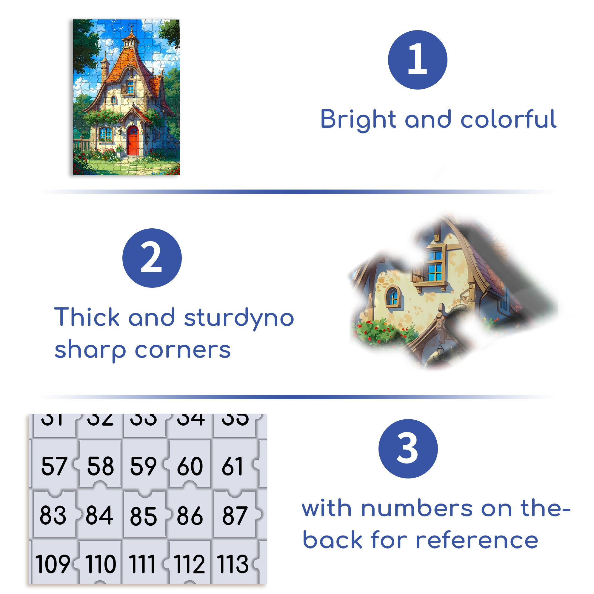 Cottages 500pcs/1000pcs Jigsaw Puzzle, Scratch-Resistant, Interactive Family Game & Brain-Boosting DIY Decor, Perfect for Halloween, Christmas & New Year Gifts, Family Puzzle Game