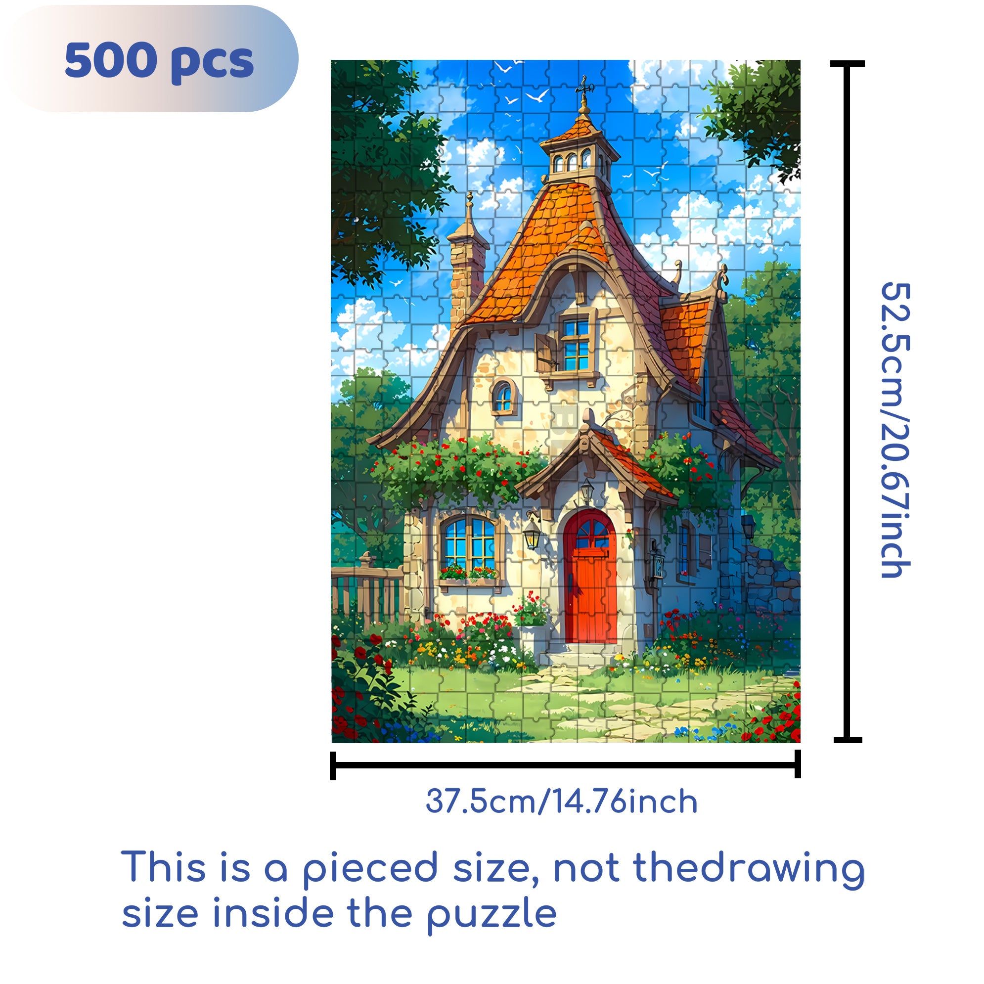 Cottages 500pcs/1000pcs Jigsaw Puzzle, Scratch-Resistant, Interactive Family Game & Brain-Boosting DIY Decor, Perfect for Halloween, Christmas & New Year Gifts, Family Puzzle Game