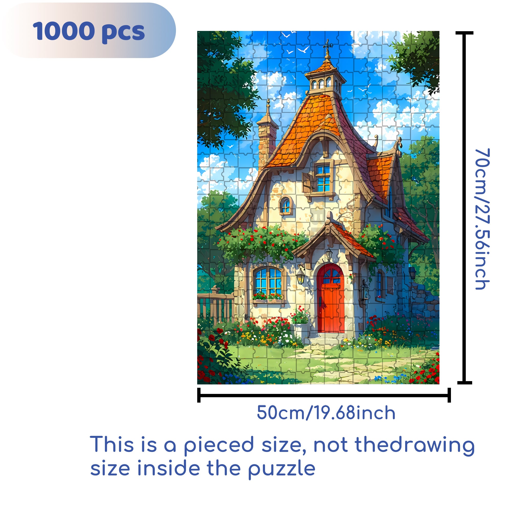 Cottages 500pcs/1000pcs Jigsaw Puzzle, Scratch-Resistant, Interactive Family Game & Brain-Boosting DIY Decor, Perfect for Halloween, Christmas & New Year Gifts, Family Puzzle Game