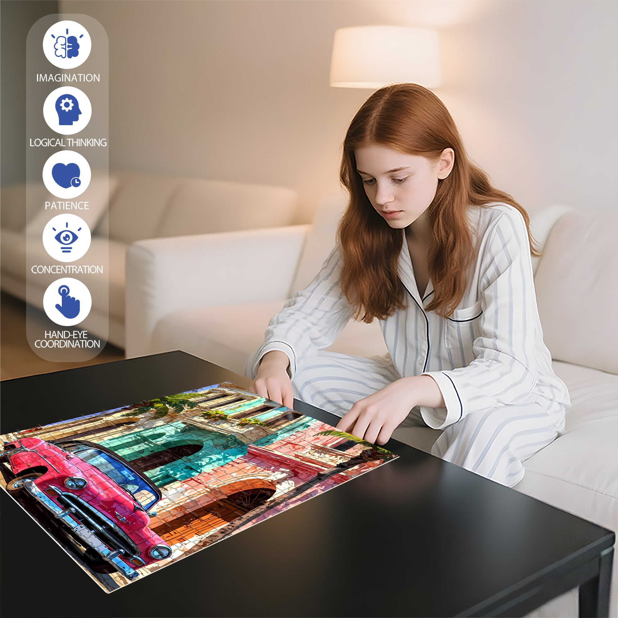 Cuban Streets 500pcs/1000pcs Jigsaw Puzzle, Scratch-Resistant, Interactive Family Game & Brain-Boosting DIY Decor, Perfect for Halloween, Christmas & New Year Gifts, Family Puzzle Game