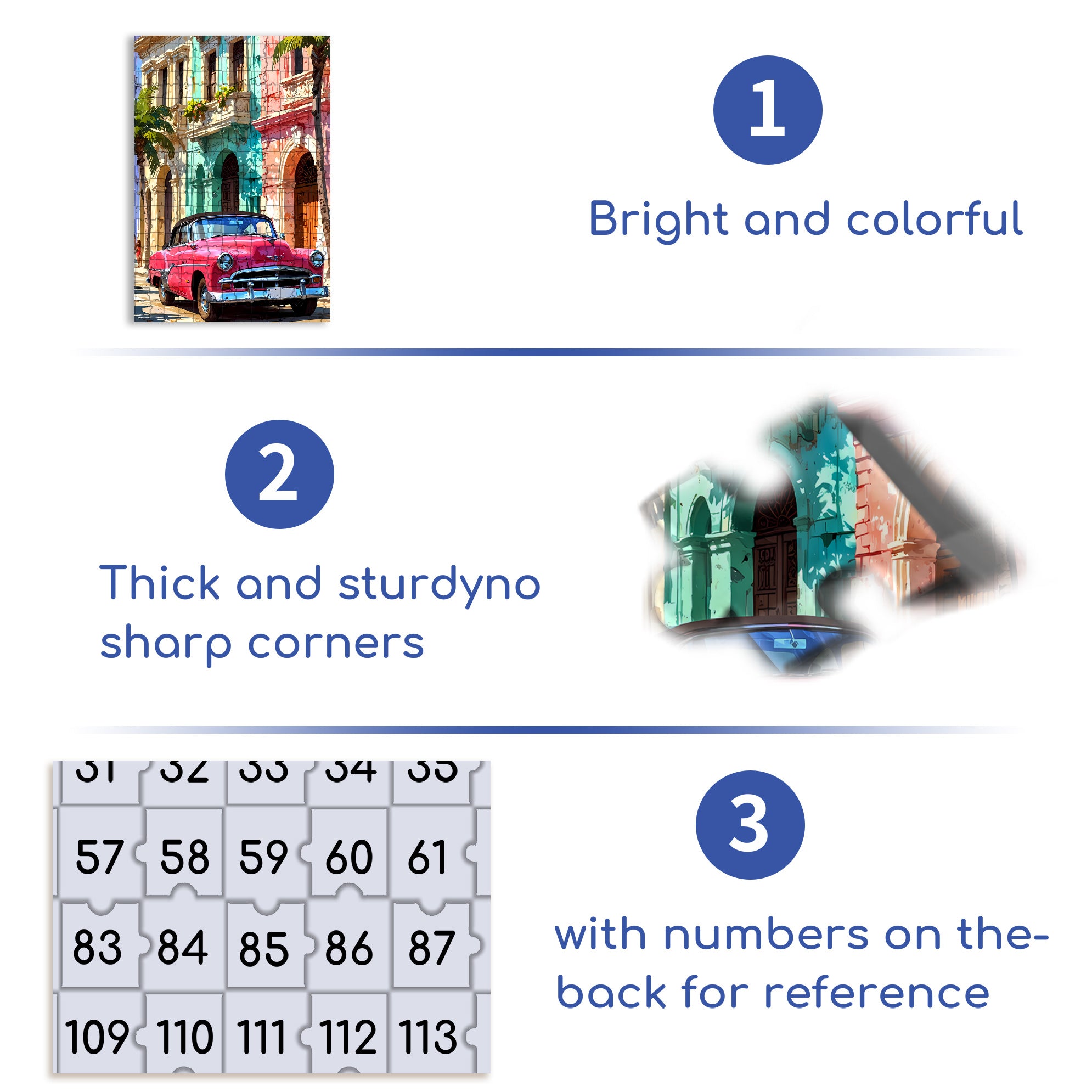 Cuban Streets 500pcs/1000pcs Jigsaw Puzzle, Scratch-Resistant, Interactive Family Game & Brain-Boosting DIY Decor, Perfect for Halloween, Christmas & New Year Gifts, Family Puzzle Game