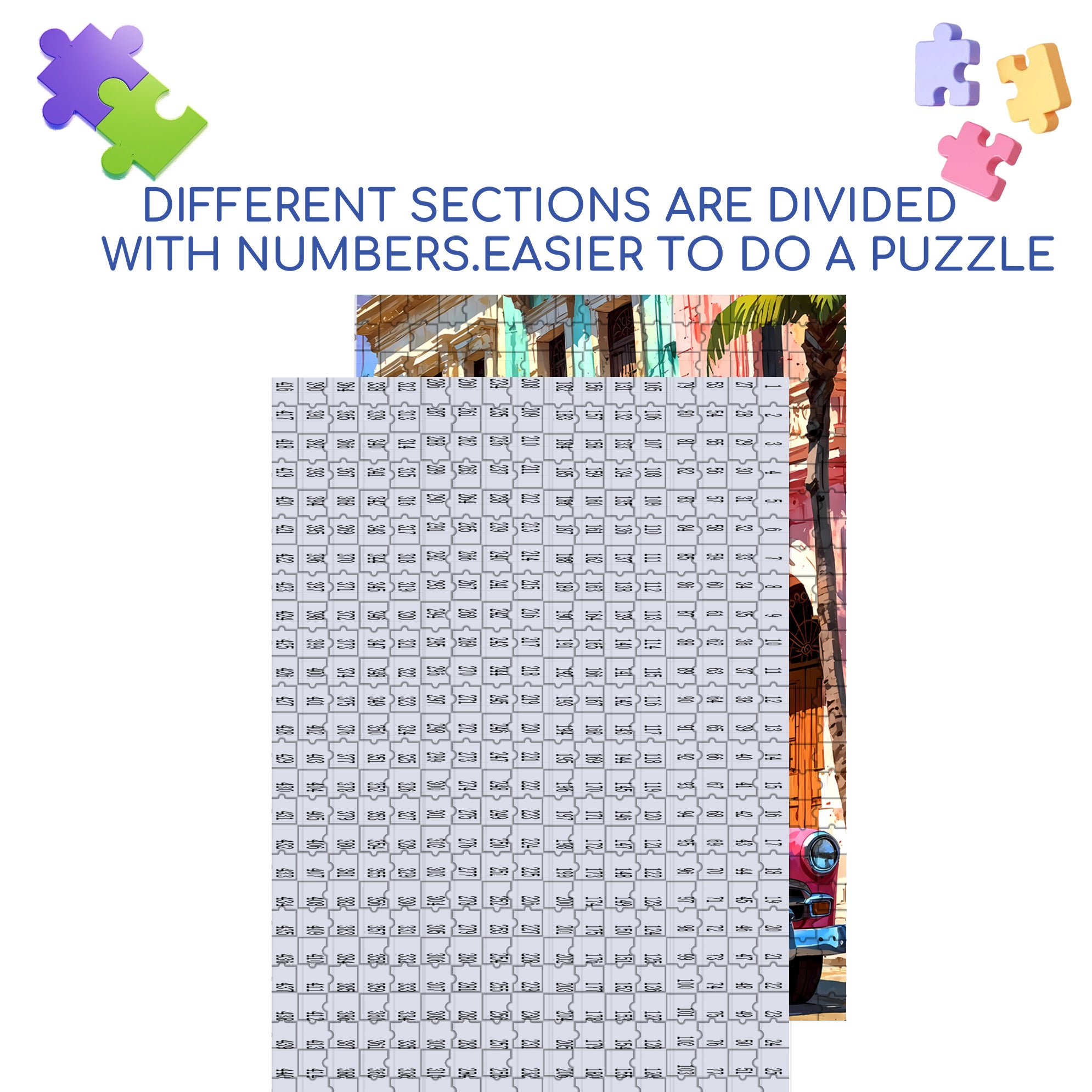 Cuban Streets 500pcs/1000pcs Jigsaw Puzzle, Scratch-Resistant, Interactive Family Game & Brain-Boosting DIY Decor, Perfect for Halloween, Christmas & New Year Gifts, Family Puzzle Game