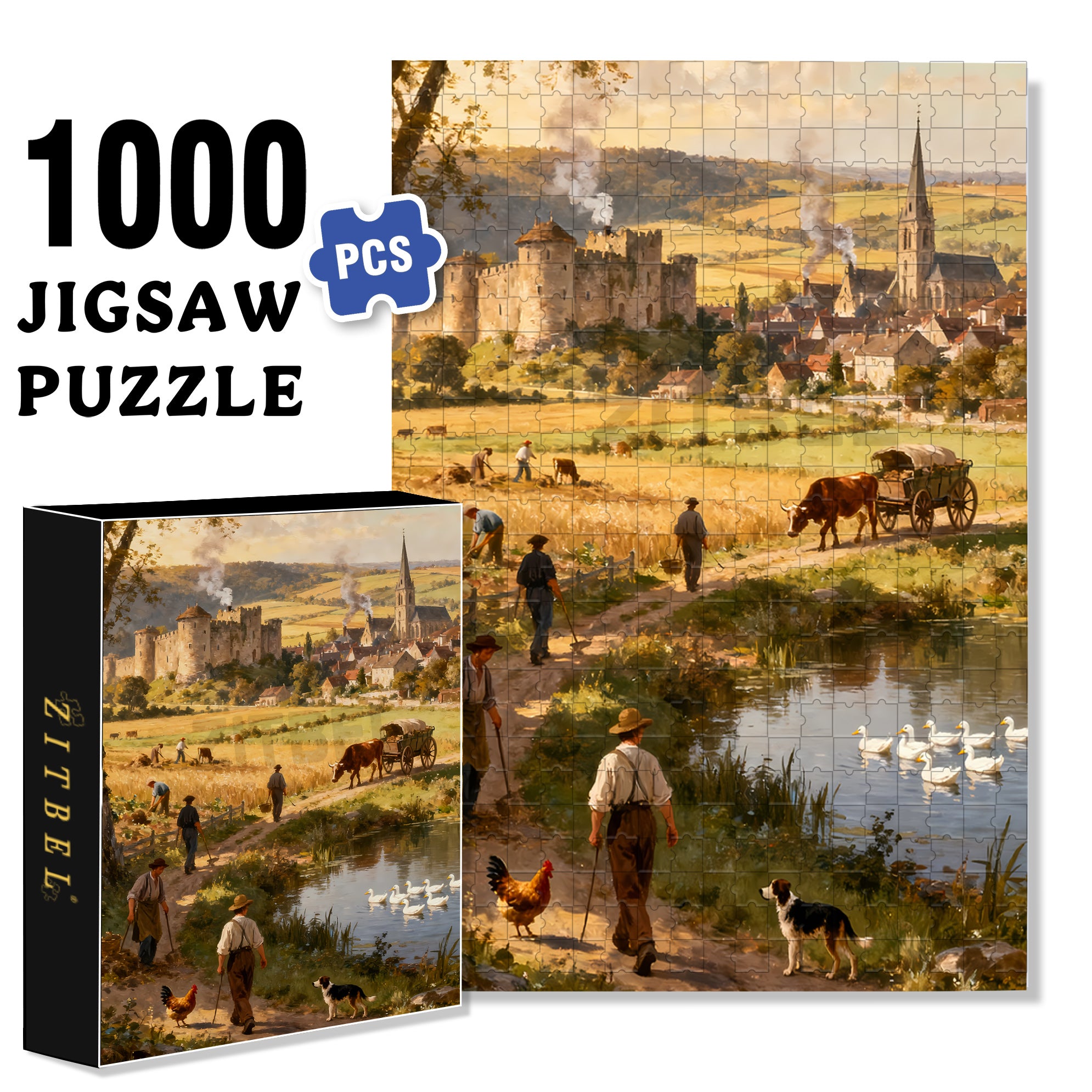 Farming 500pcs/1000pcs Jigsaw Puzzle, Scratch-Resistant, Interactive Family Game & Brain-Boosting DIY Decor, Perfect for Halloween, Christmas & New Year Gifts, Family Puzzle Game