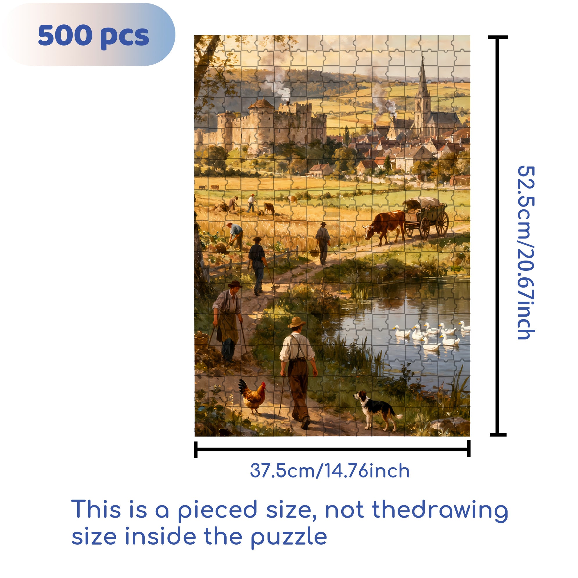 Farming 500pcs/1000pcs Jigsaw Puzzle, Scratch-Resistant, Interactive Family Game & Brain-Boosting DIY Decor, Perfect for Halloween, Christmas & New Year Gifts, Family Puzzle Game