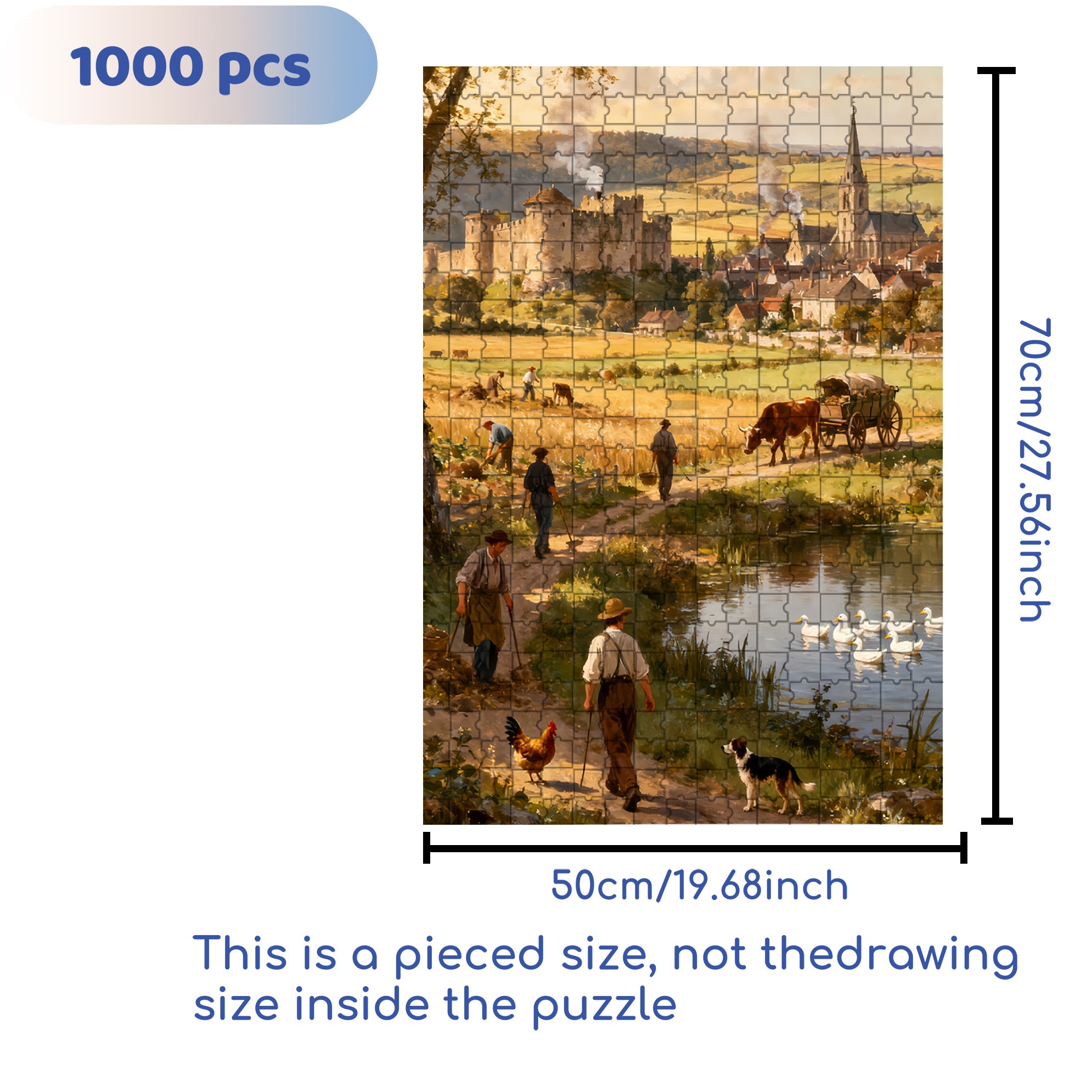 Farming 500pcs/1000pcs Jigsaw Puzzle, Scratch-Resistant, Interactive Family Game & Brain-Boosting DIY Decor, Perfect for Halloween, Christmas & New Year Gifts, Family Puzzle Game