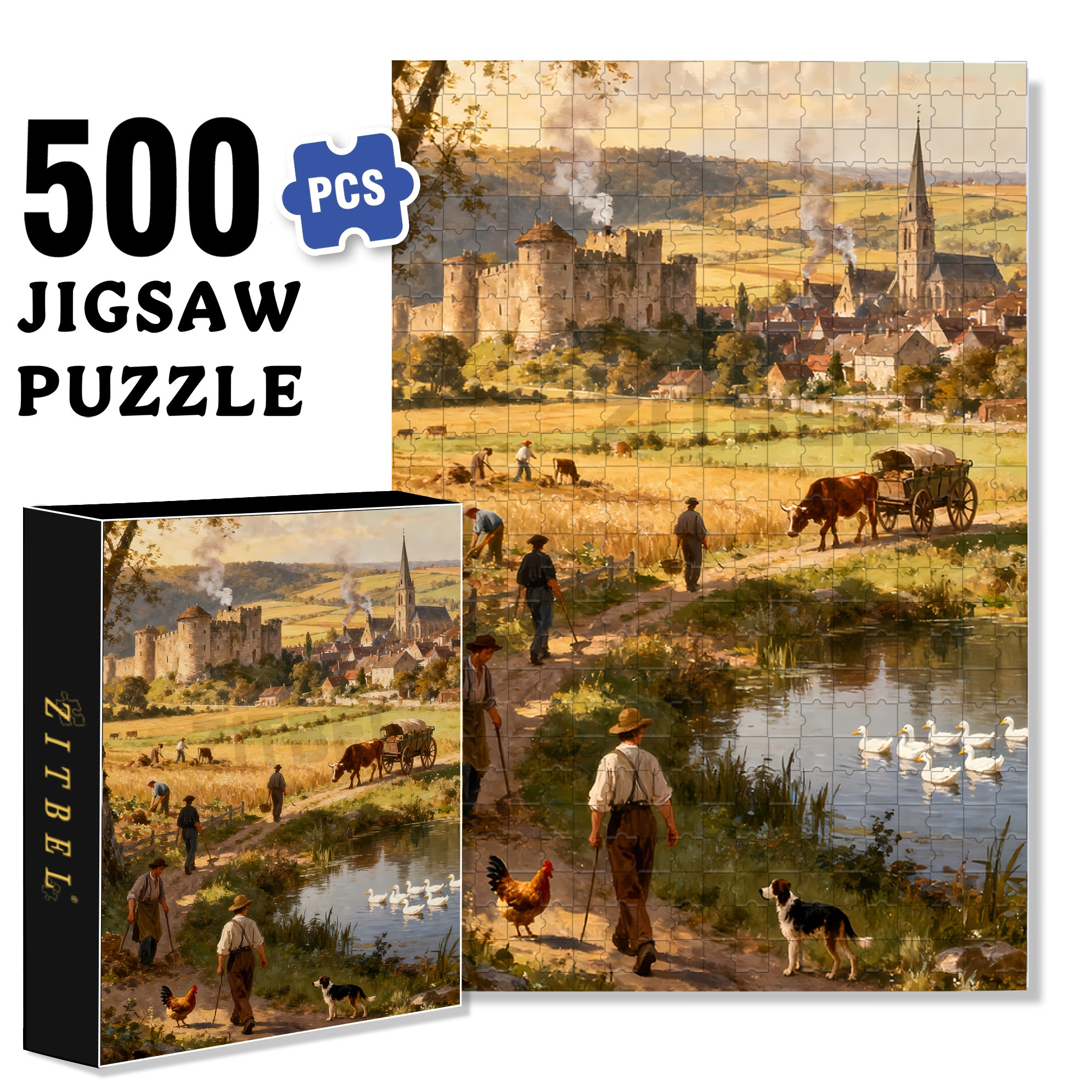 Farming 500pcs/1000pcs Jigsaw Puzzle, Scratch-Resistant, Interactive Family Game & Brain-Boosting DIY Decor, Perfect for Halloween, Christmas & New Year Gifts, Family Puzzle Game
