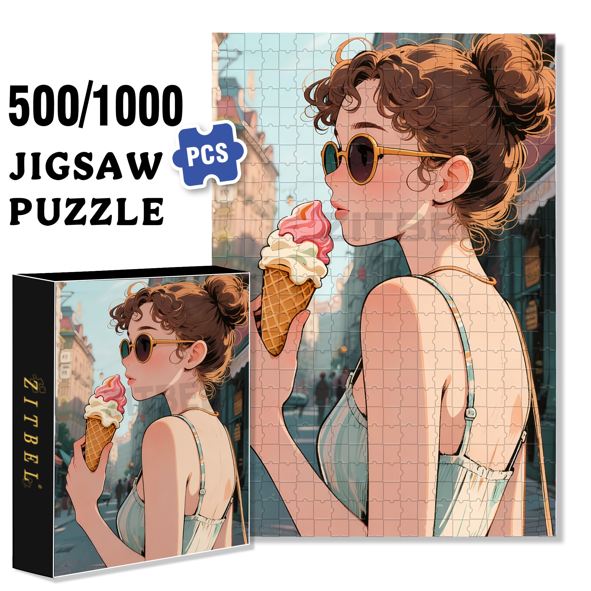 Fashion Girl 500pcs/1000pcs Jigsaw Puzzle, Scratch-Resistant, Interactive Family Game & Brain-Boosting DIY Decor, Perfect for Halloween, Christmas & New Year Gifts, Family Puzzle Game