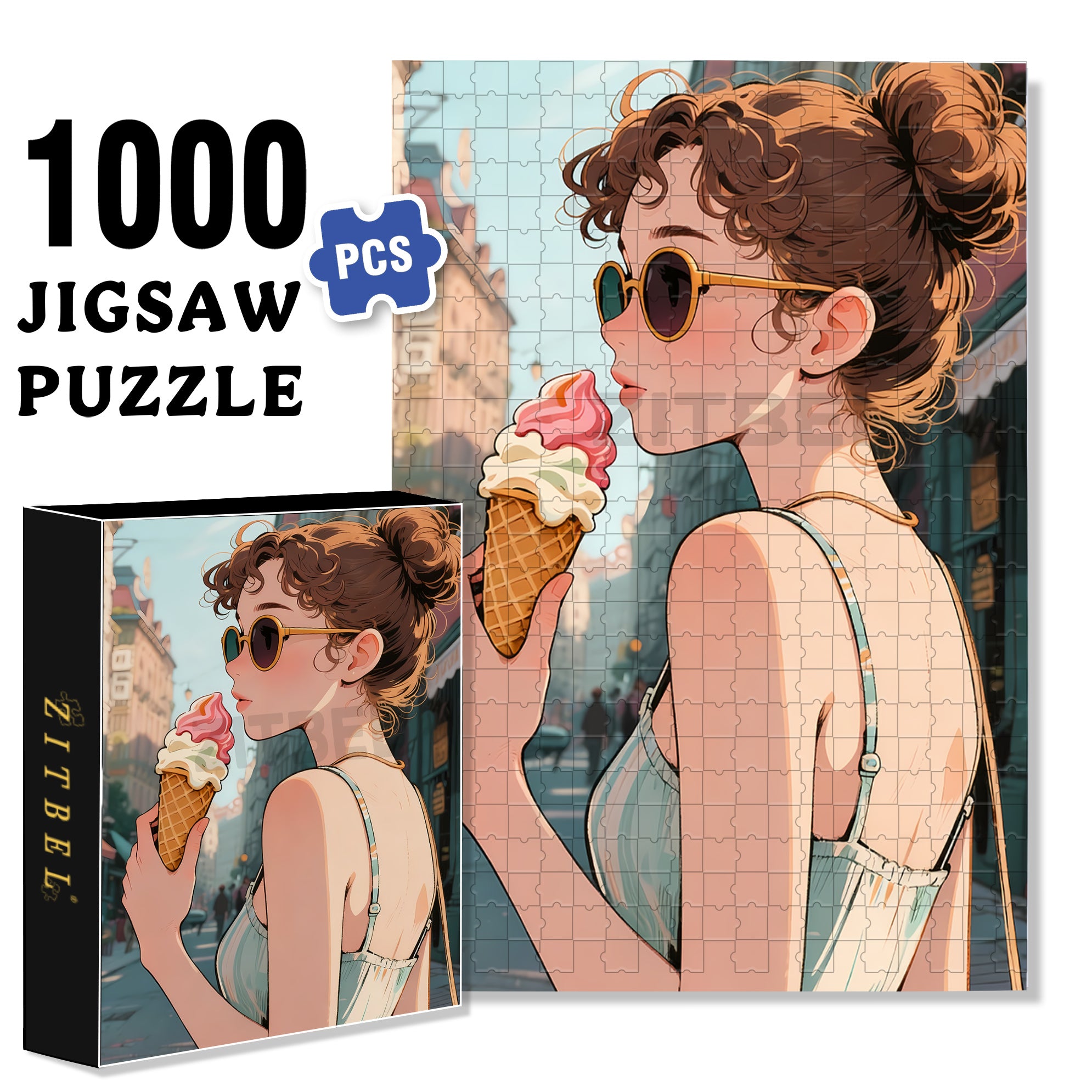 Fashion Girl 500pcs/1000pcs Jigsaw Puzzle, Scratch-Resistant, Interactive Family Game & Brain-Boosting DIY Decor, Perfect for Halloween, Christmas & New Year Gifts, Family Puzzle Game