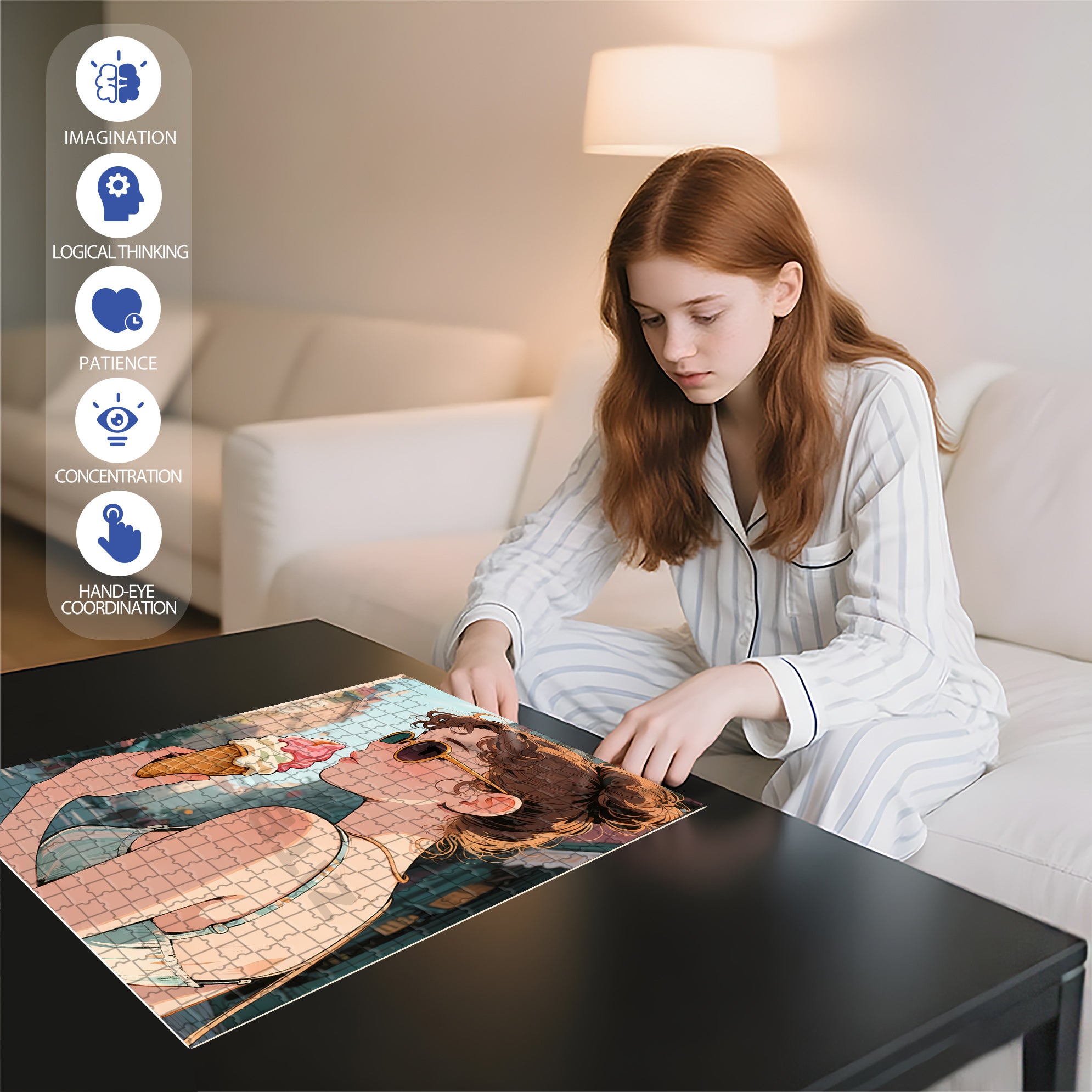 Fashion Girl 500pcs/1000pcs Jigsaw Puzzle, Scratch-Resistant, Interactive Family Game & Brain-Boosting DIY Decor, Perfect for Halloween, Christmas & New Year Gifts, Family Puzzle Game