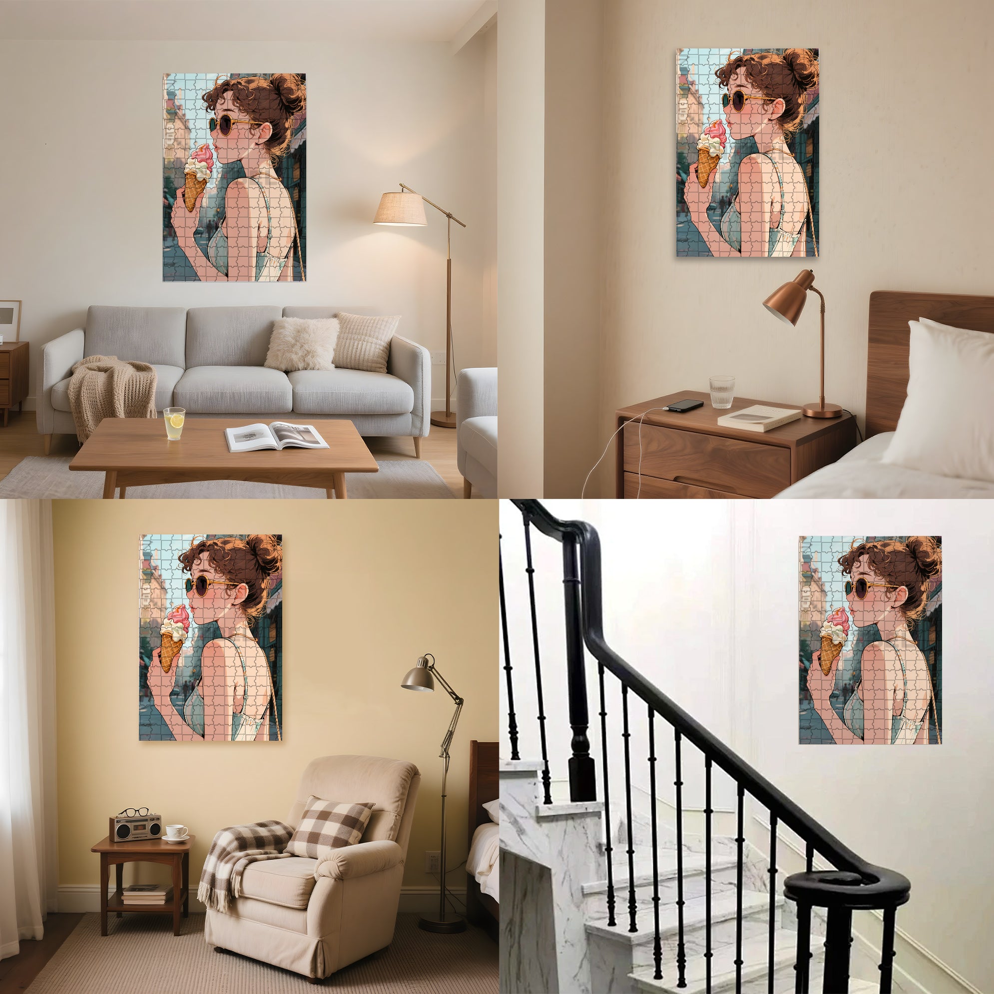 Fashion Girl 500pcs/1000pcs Jigsaw Puzzle, Scratch-Resistant, Interactive Family Game & Brain-Boosting DIY Decor, Perfect for Halloween, Christmas & New Year Gifts, Family Puzzle Game