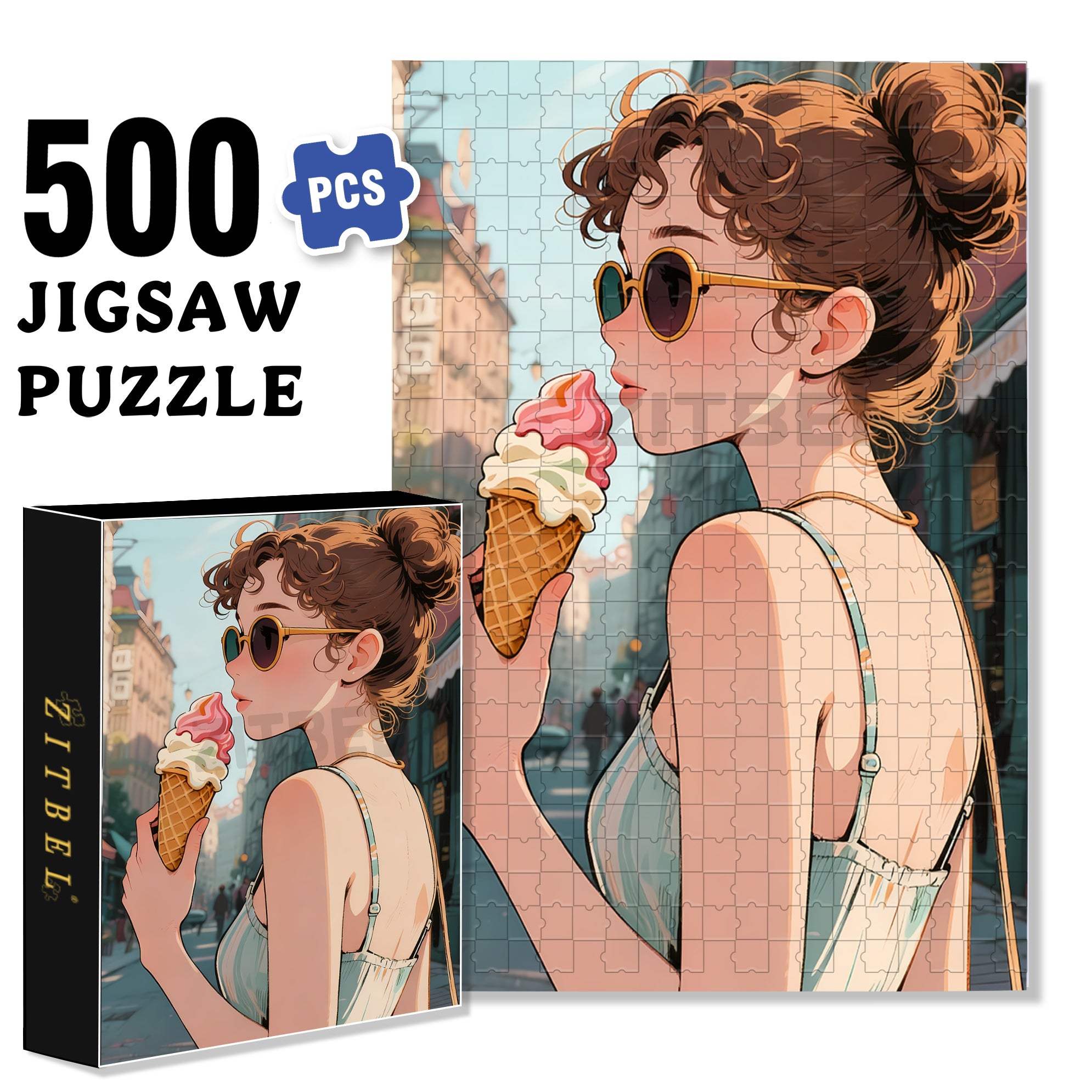 Fashion Girl 500pcs/1000pcs Jigsaw Puzzle, Scratch-Resistant, Interactive Family Game & Brain-Boosting DIY Decor, Perfect for Halloween, Christmas & New Year Gifts, Family Puzzle Game