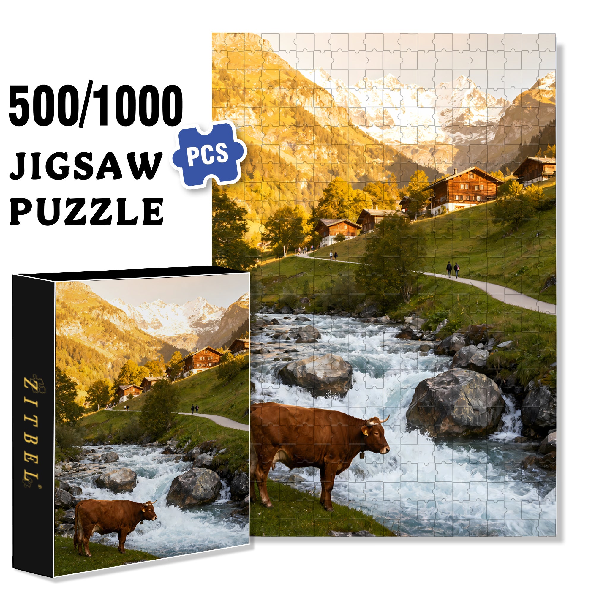 Foothills Of The Alps 500pcs/1000pcs Jigsaw Puzzle, Scratch-Resistant, Interactive Family Game & Brain-Boosting DIY Decor, Perfect for Halloween, Christmas & New Year Gifts, Family Puzzle Game
